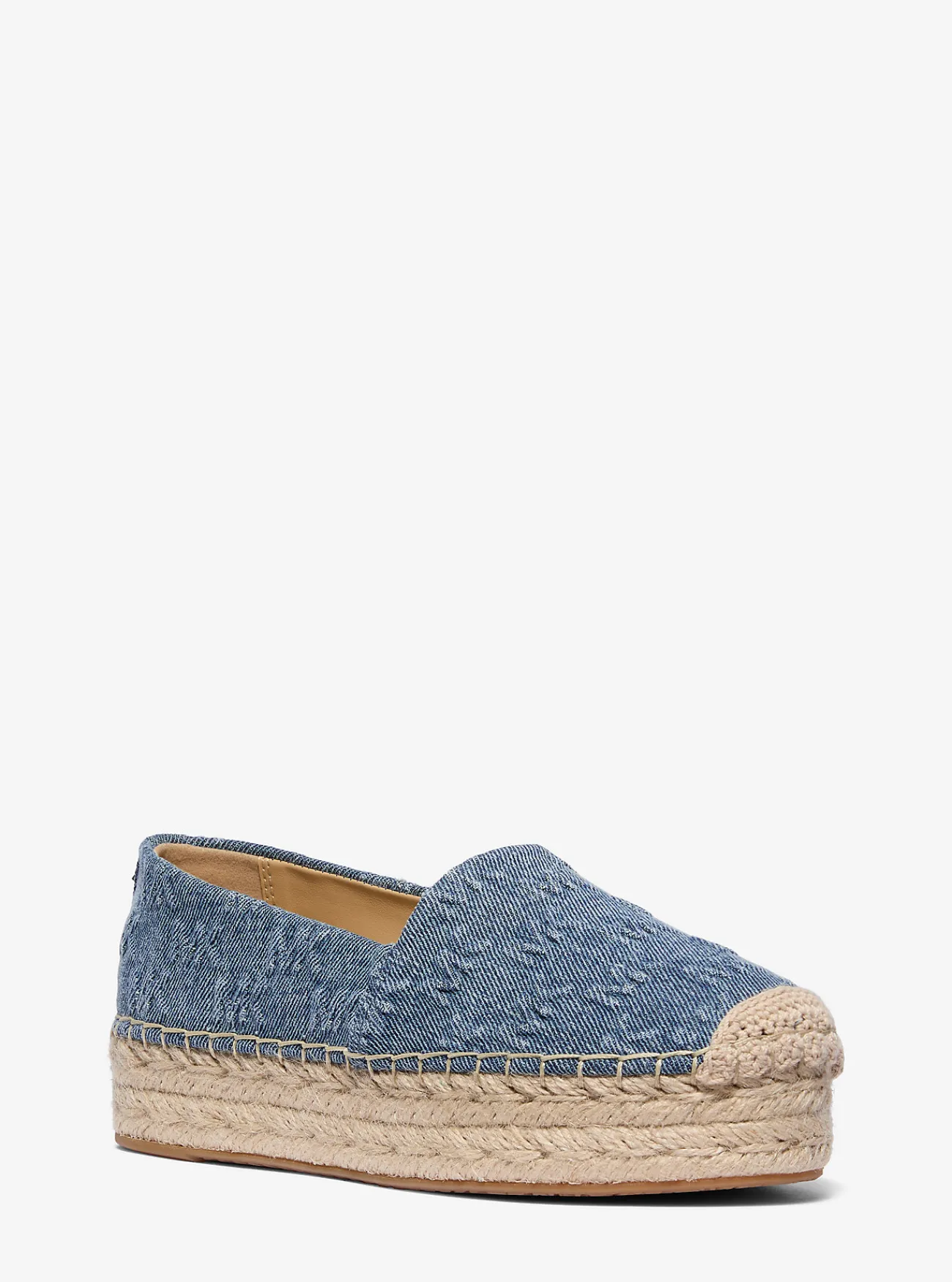 Michael Kors Espadrille Lynn van denim met plateauzool en logo in reli&euml;f UNIONMETWASSING Hot