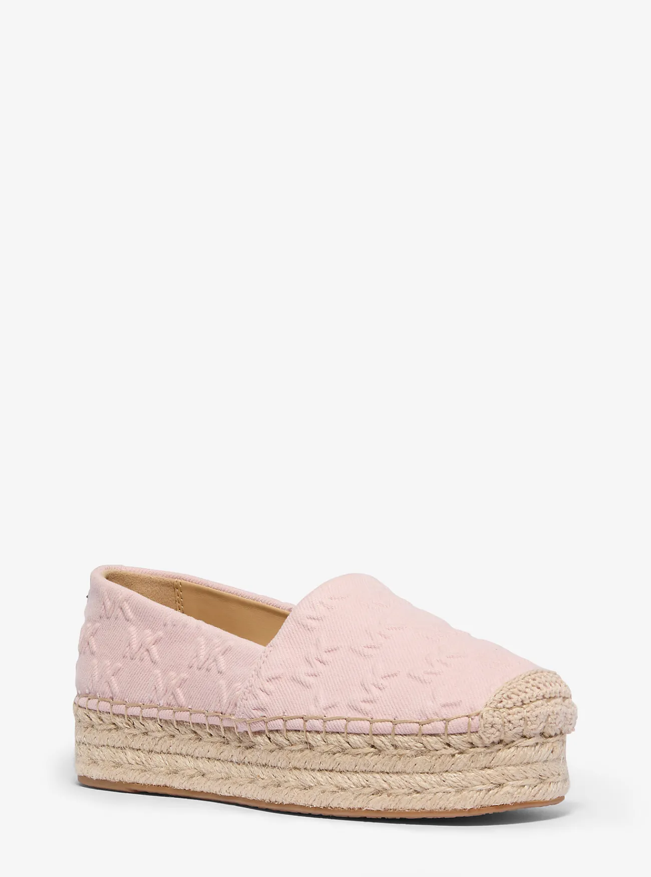 Michael Kors Espadrille Lynn van denim met plateauzool en logo in reli&euml;f ROZENWATER Sale
