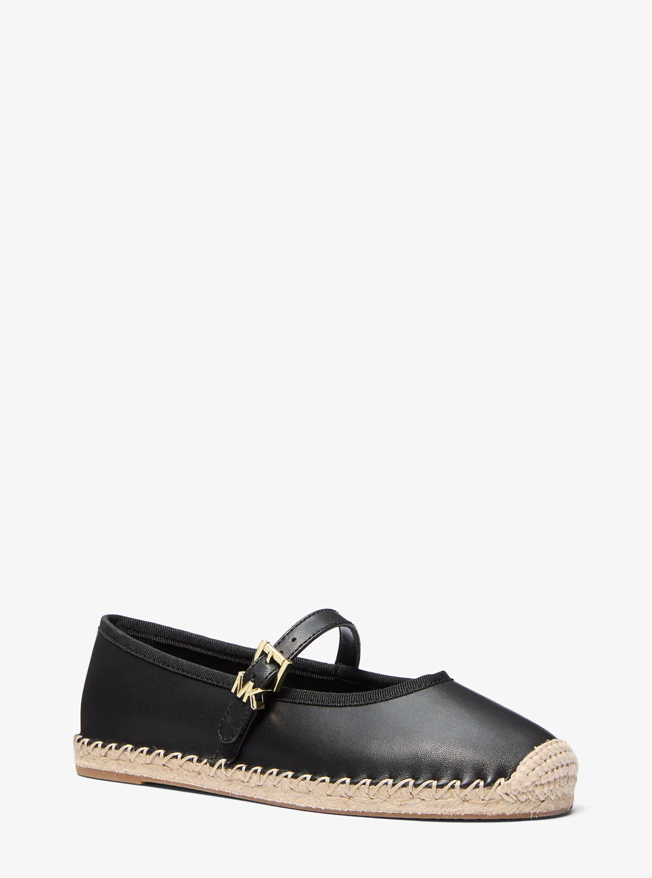 Michael Kors Espadrille Lynn van leer in ballerinastijl ZWART Clearance
