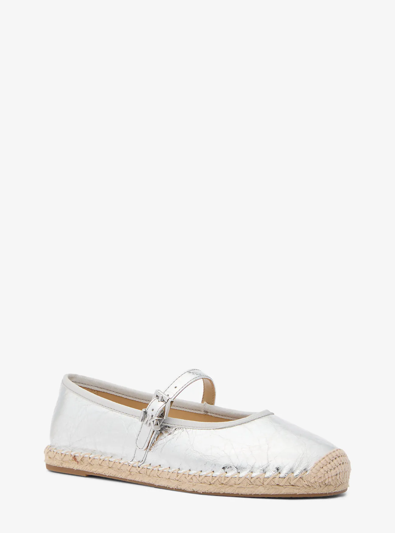 Michael Kors Espadrille Lynn van metallic leer in ballerinastijl ZILVER Online
