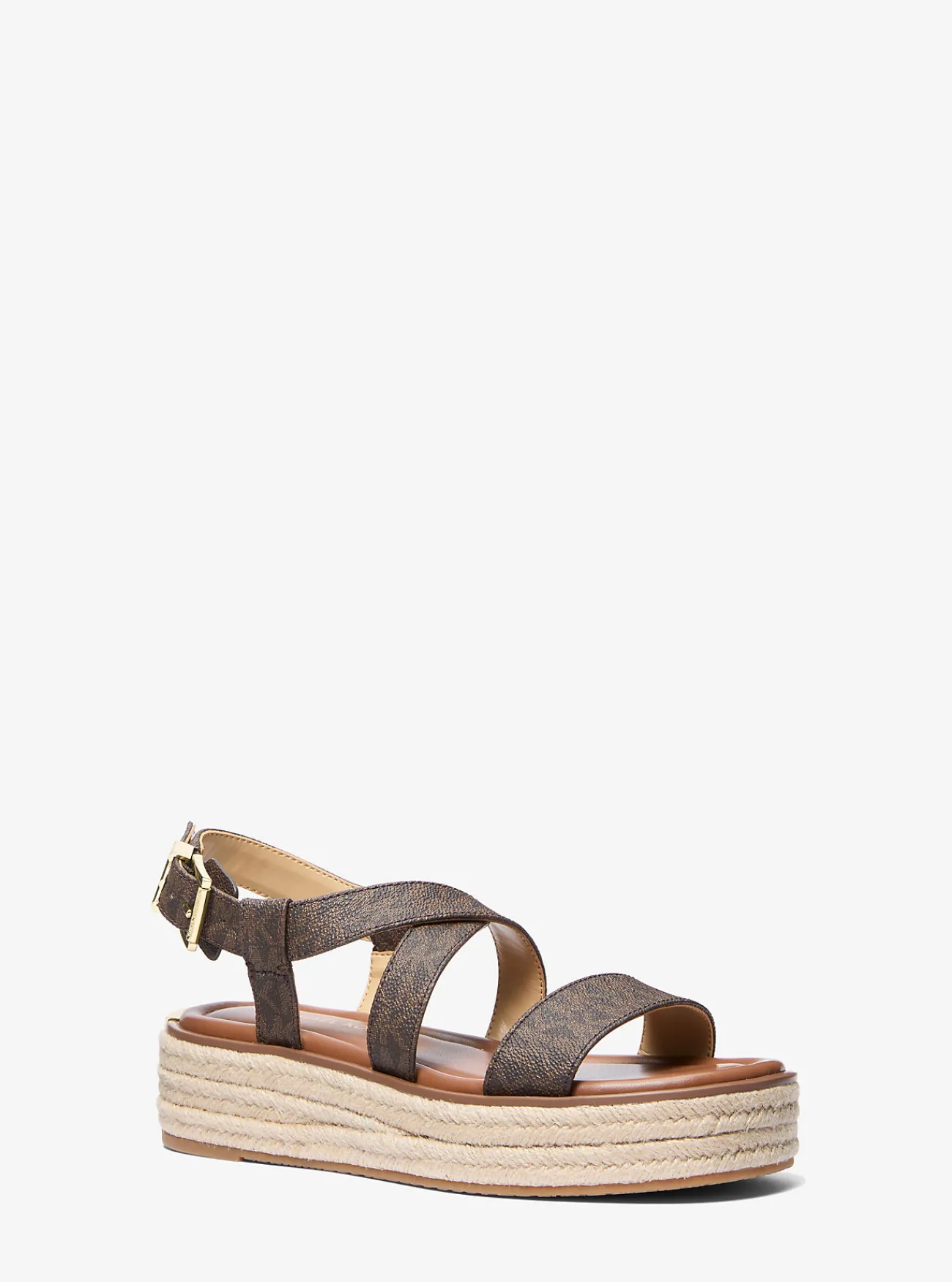 Michael Kors Espadrille-sandaal Lynn met plateauzool en kenmerkend logo BRUIN Hot