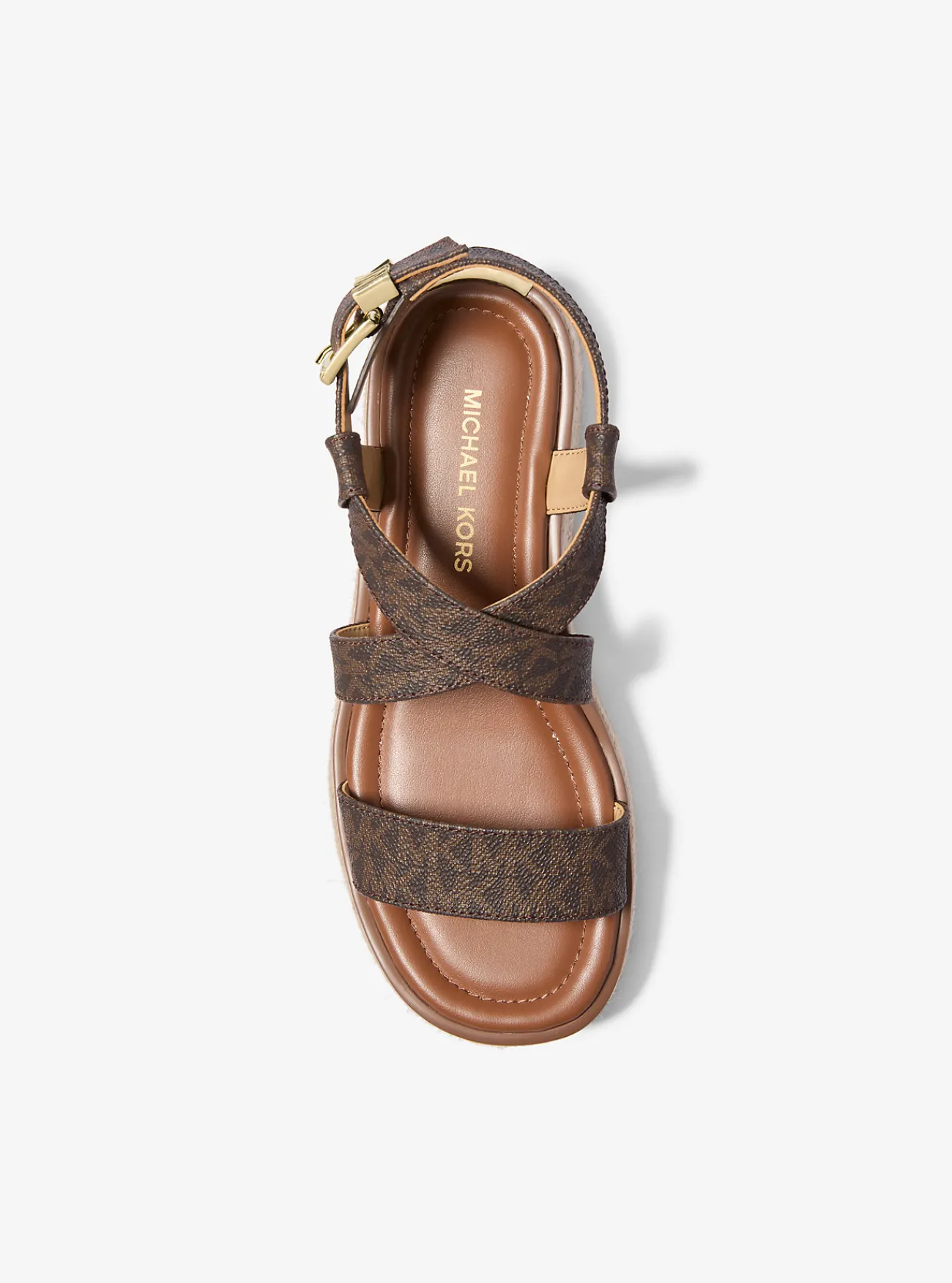 Michael Kors Espadrille-sandaal Lynn met plateauzool en kenmerkend logo BRUIN Hot
