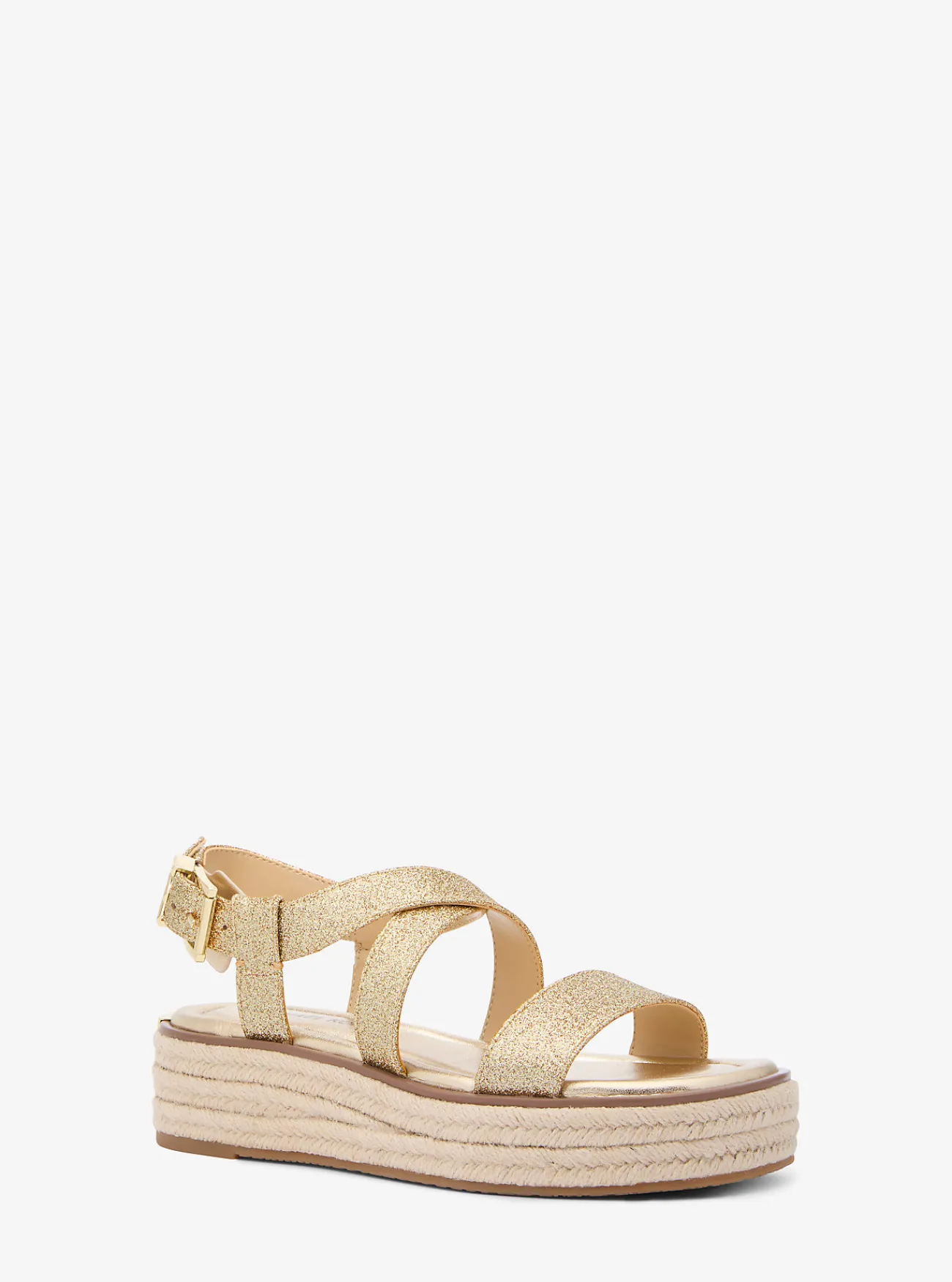 Michael Kors Espadrille-sandaal Lynn van metallic leer met plateauzool LICHTGOUD New