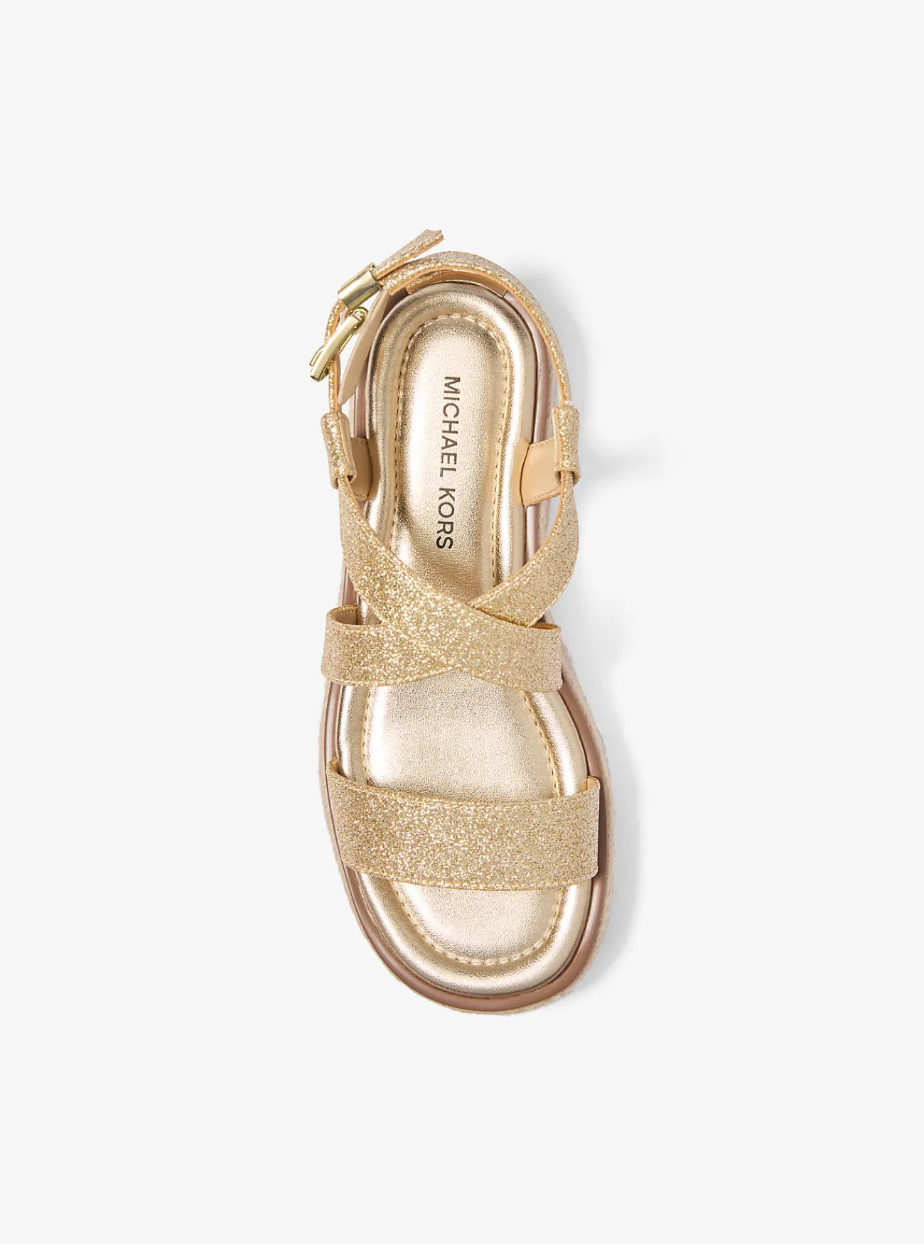 Michael Kors Espadrille-sandaal Lynn van metallic leer met plateauzool LICHTGOUD New