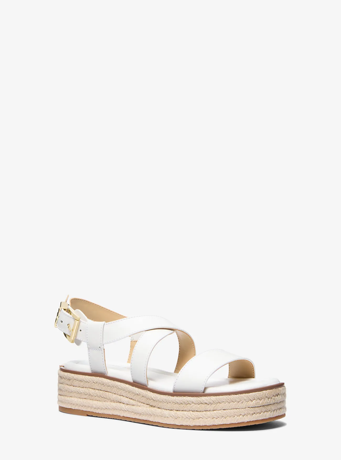 Michael Kors Espadrille-sandaal Lynn van leer met plateauzool OPTISCHWIT New