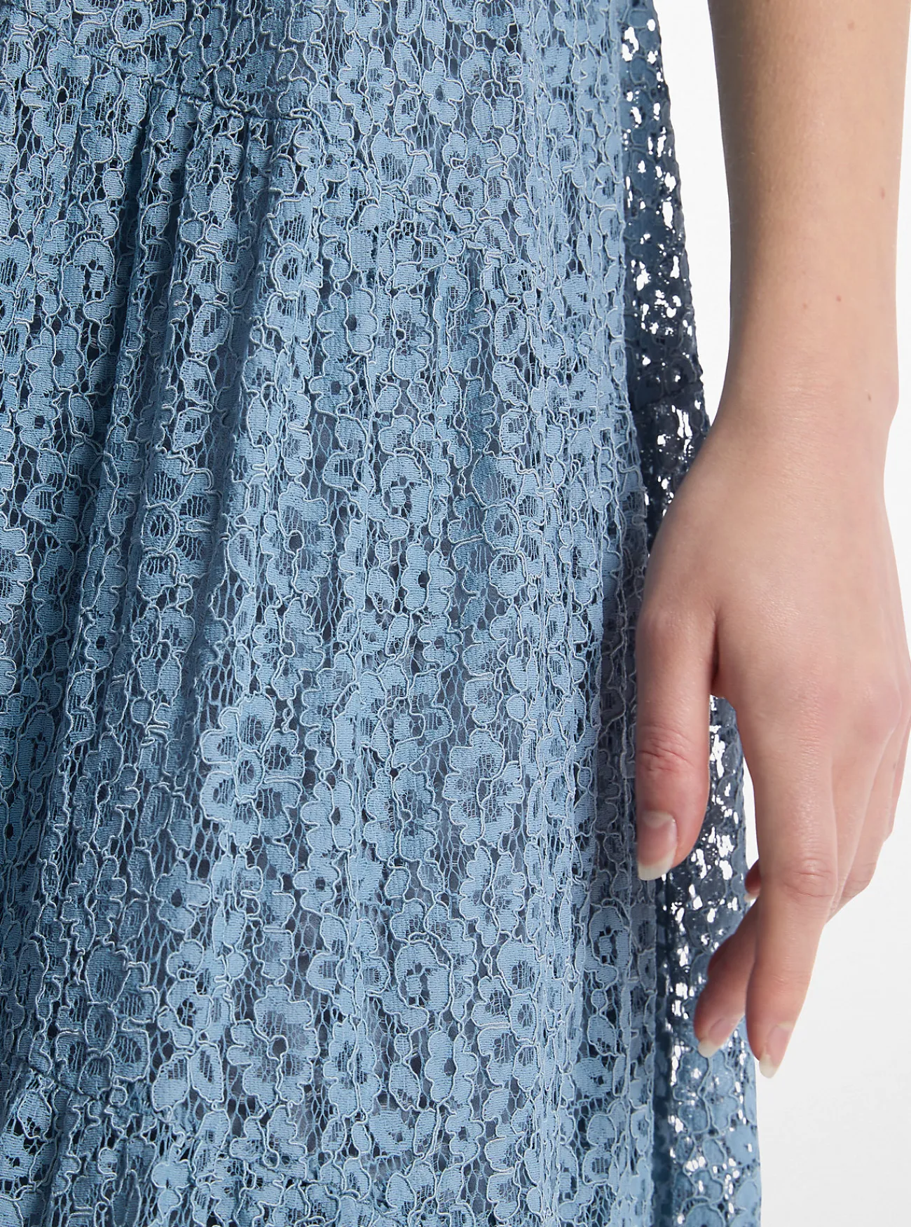 Michael Kors Gelaagde jurk van gebloemd kant met bandjes CHAMBRAY Hot