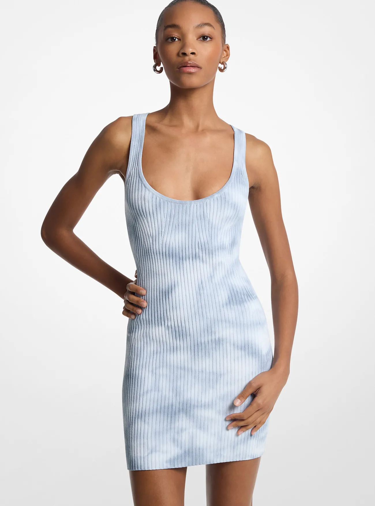 Michael Kors Geribde tankjurk met tie-dye CHAMBRAY Hot