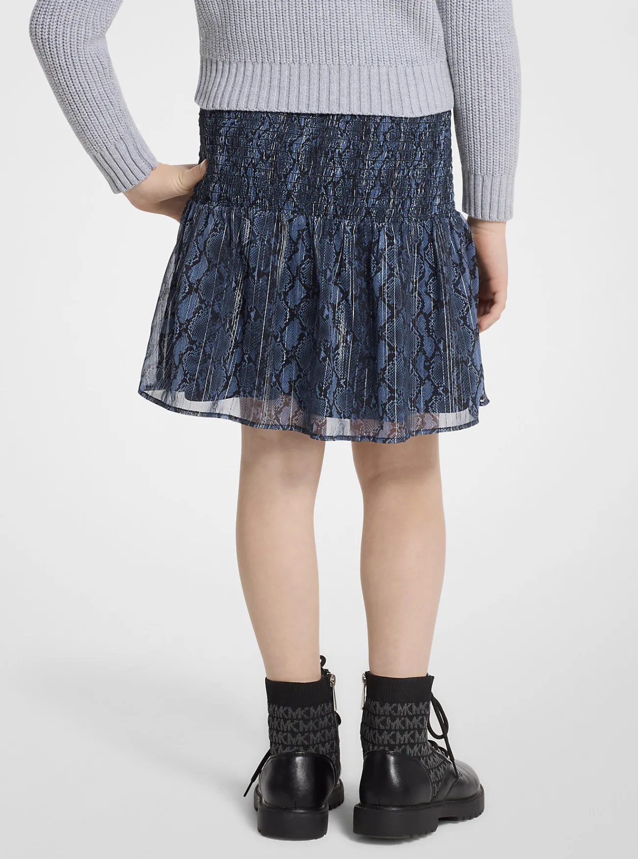Michael Kors Gesmokte rok met metallic slangenprint MARINEBLAUW Hot