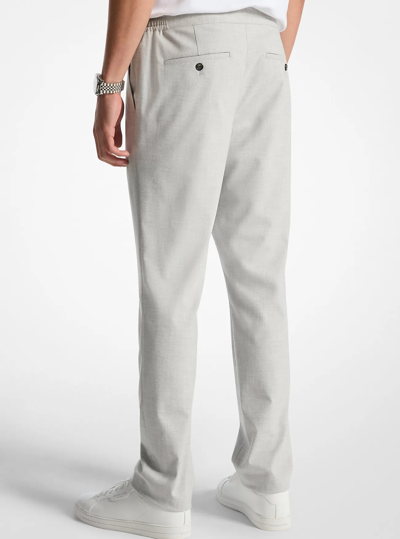 Michael Kors Geweven broek met trekkoord PARELGRIJS Outlet