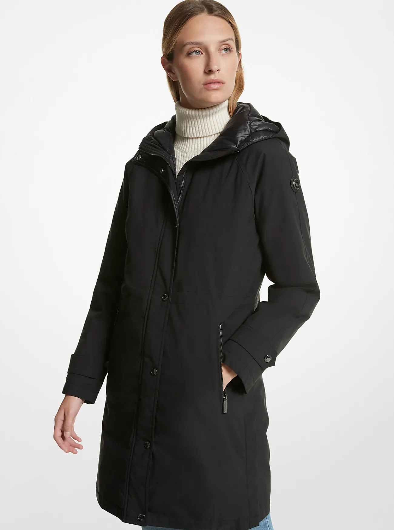 Michael Kors Geweven regenjas met capuchon ZWART Clearance