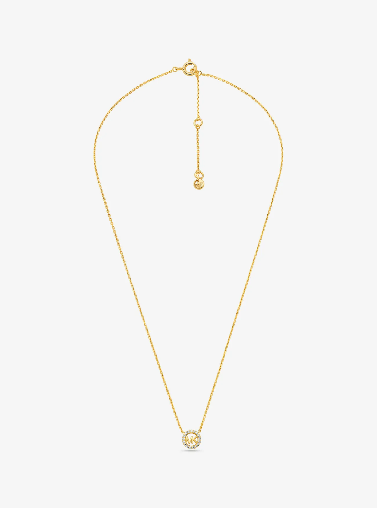 Michael Kors Halsketting Fulton van sterlingzilver met plating met edelmetaal, siersteentjes, logo en bedeltje GOUD Fashion
