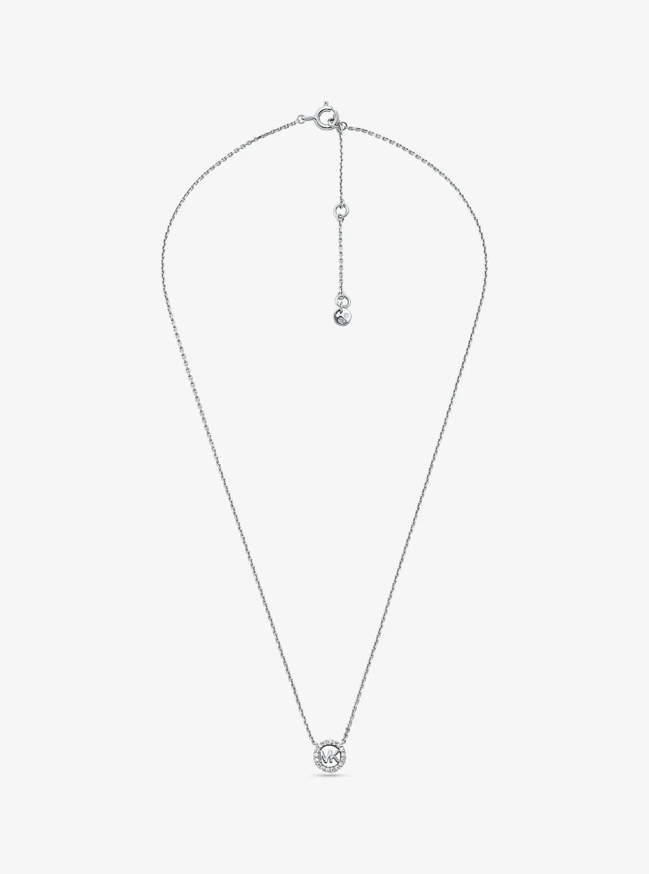 Michael Kors Halsketting Fulton van sterling met plating met edelmetaal, siersteentjes, logo en bedeltje ZILVER Discount