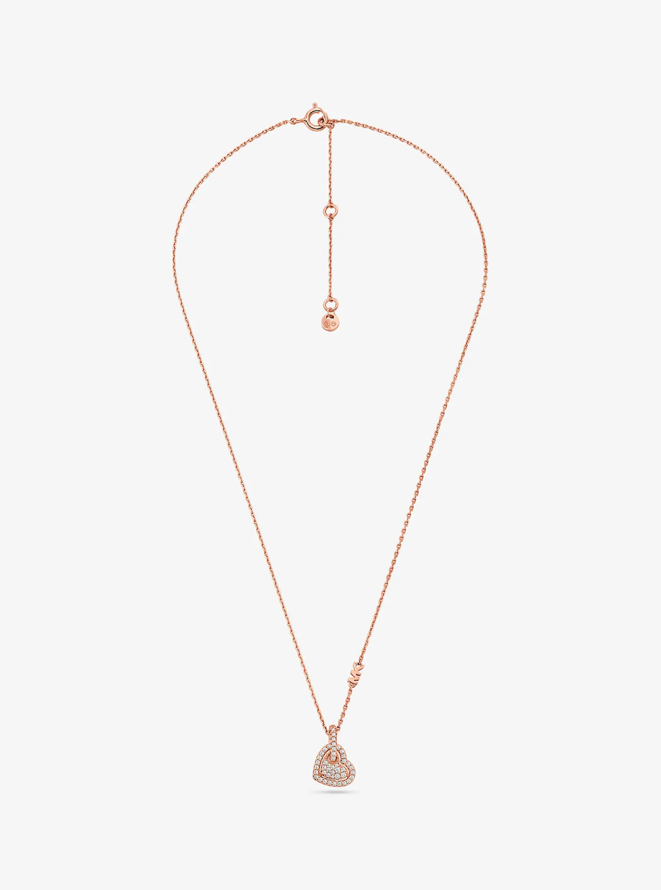Michael Kors Halsketting van sterlingzilver met plating met edelmetaal en hart met siersteentjes ROS&Eacute;GOUD Clearance