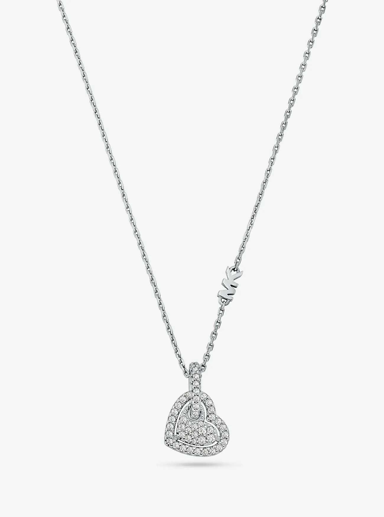 Michael Kors Halsketting van sterling met plating met edelmetaal en hart met siersteentjes ZILVER Fashion