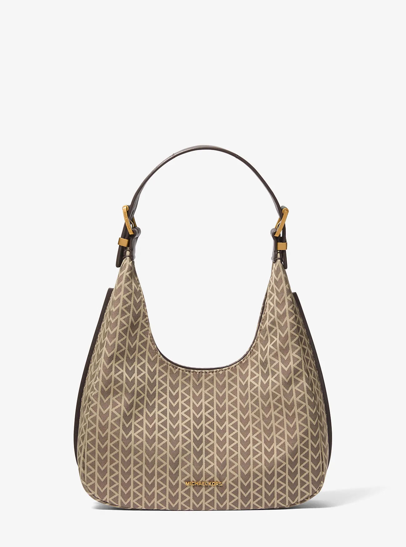 Michael Kors Hobo-schoudertas Nolita van MK2000-jacquard met logo, klein NATUREL Sale