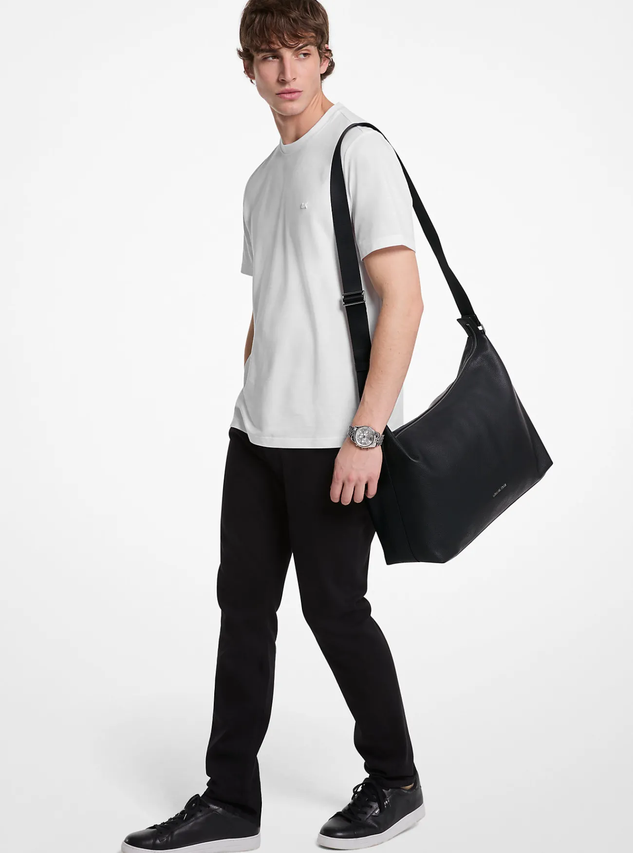 Michael Kors Hobotas Hudson van getrommeld leer ZWART Online
