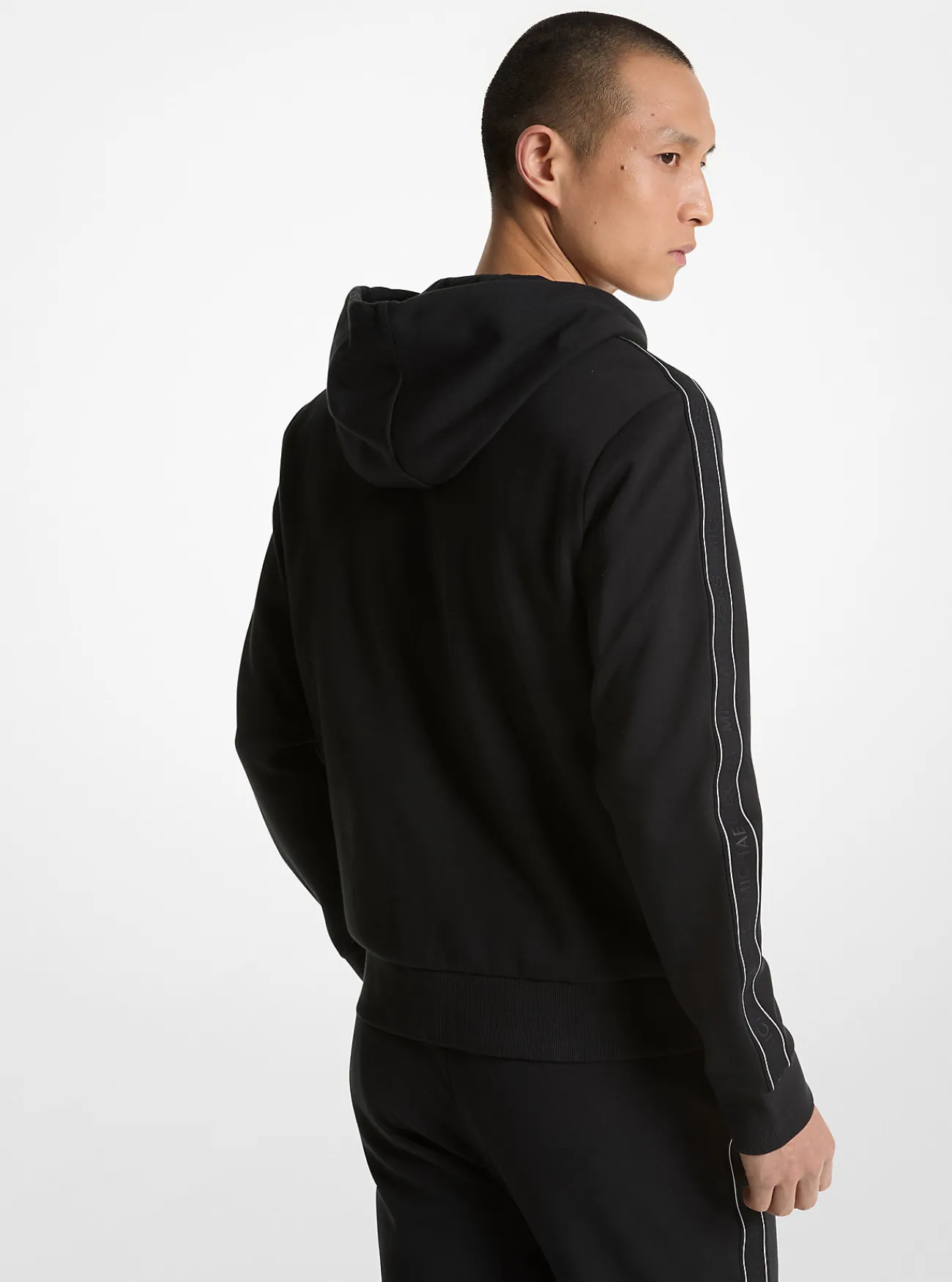 Michael Kors Hoody van een katoenmix met rits en logoband ZWART Fashion