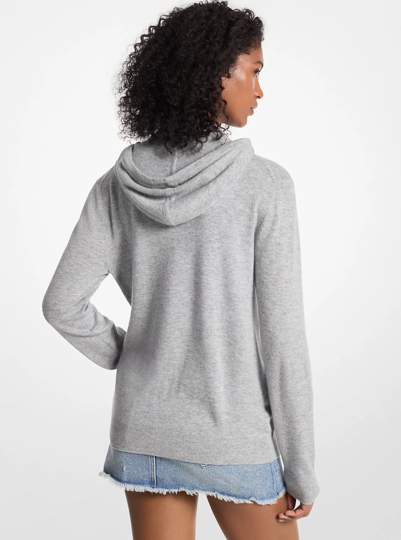 Michael Kors Hoody van een mix van wol en kasjmier, met rits GEMÊLEERDGRIJS Fashion