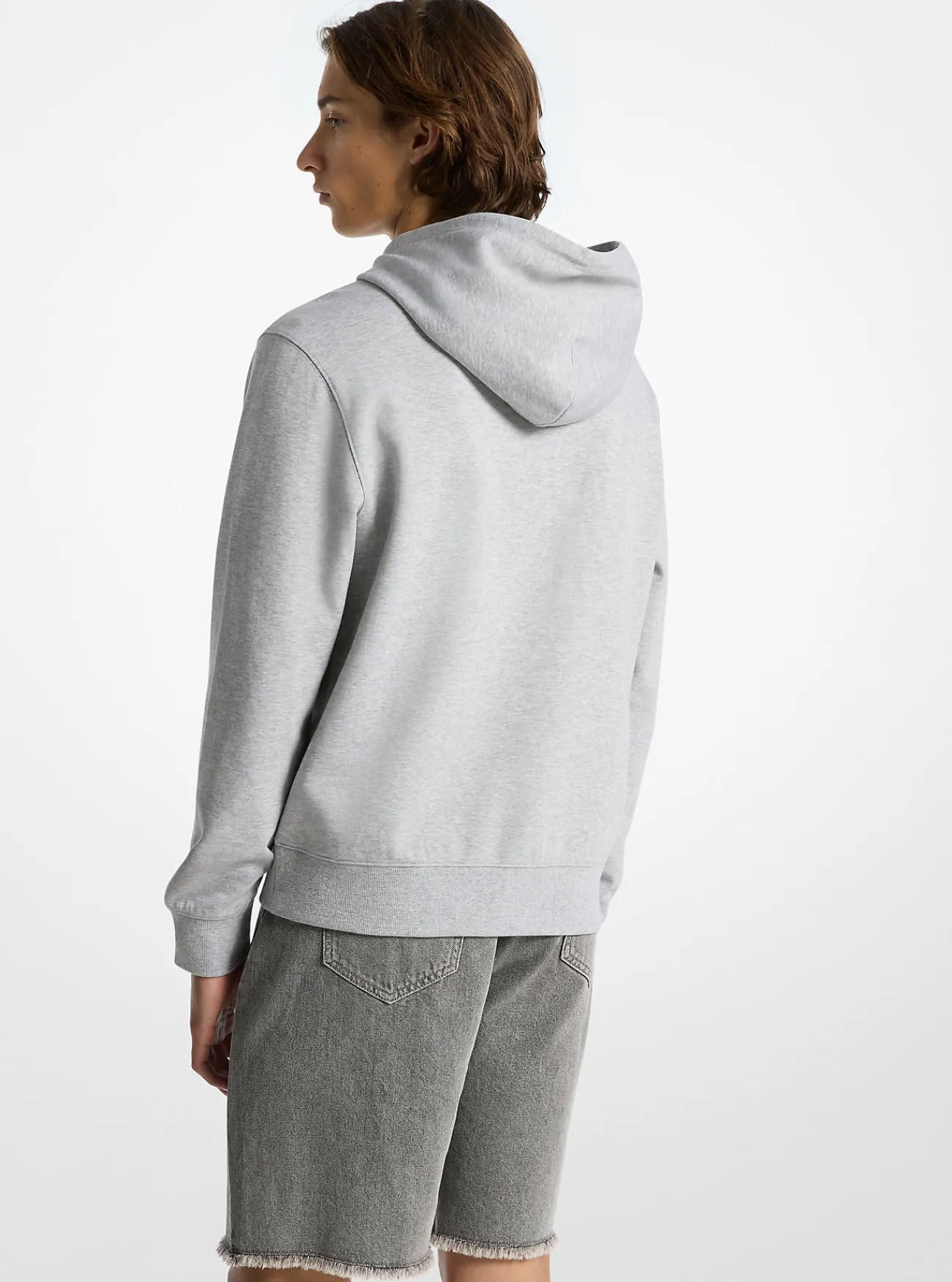 Michael Kors Hoody van katoenmix met logo in reli&euml;f STEENGRIJS Outlet