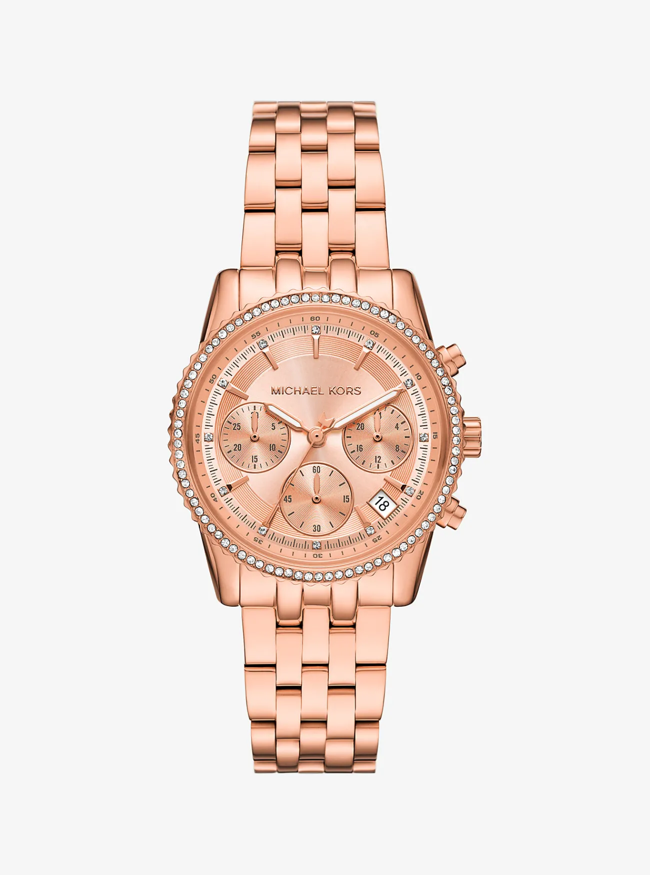 Michael Kors Horloge Bryant met siersteentjes, kleurig en mini ROS&Eacute;GOUD Outlet