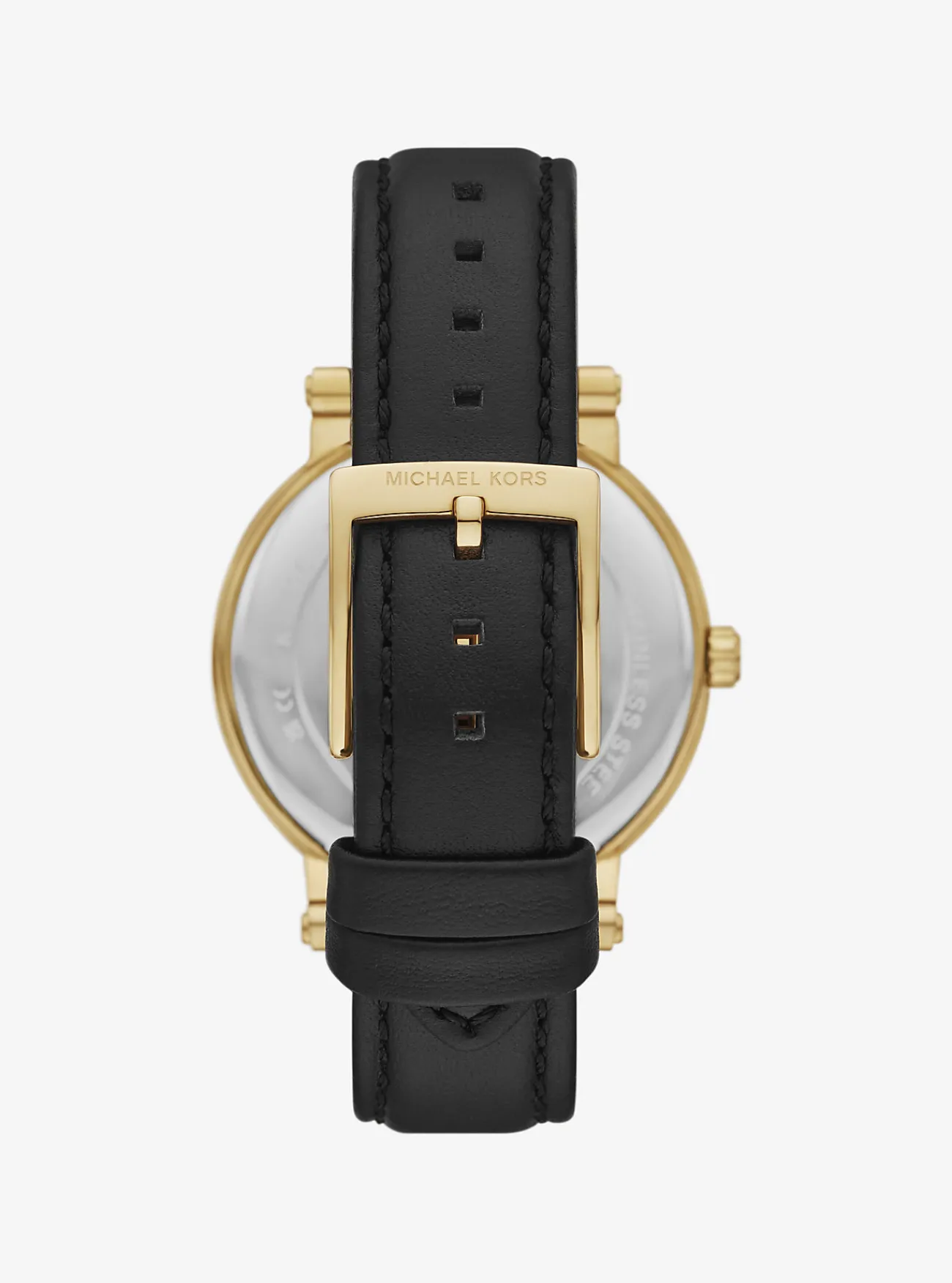 Michael Kors Horloge Corey met siersteentjes en leren bandje, goudkleurig ZWART Hot