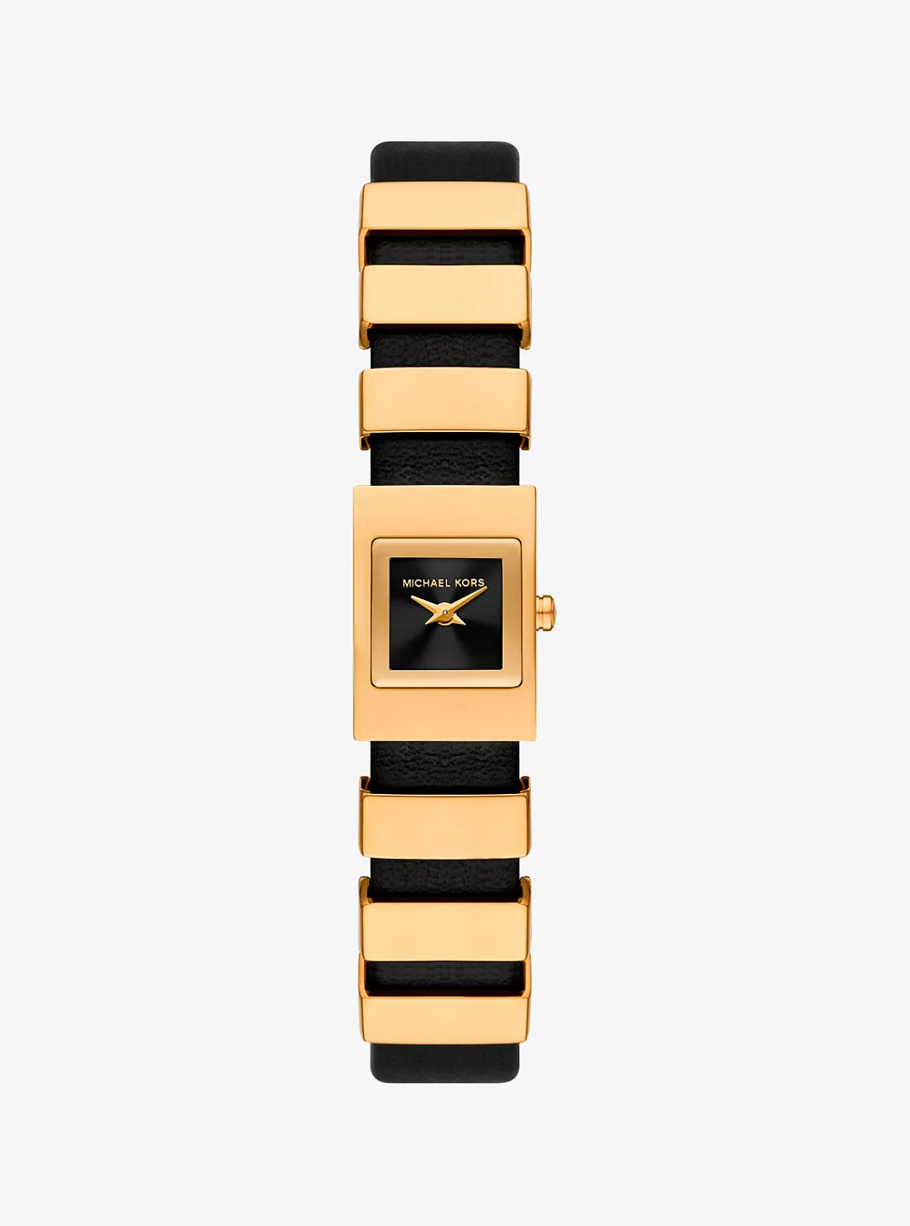Michael Kors Horloge Darrington, goudkleurig met leer, mini ZWART Sale