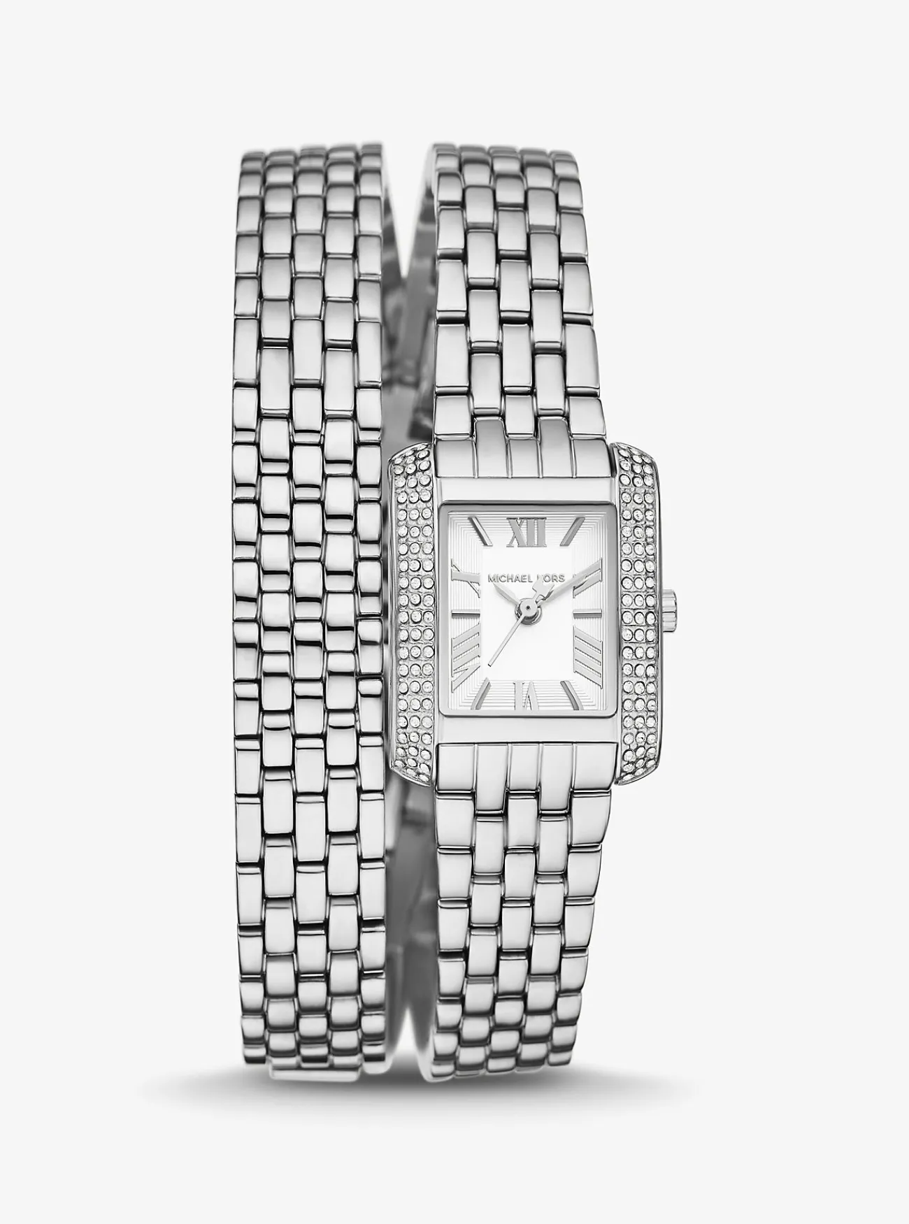 Michael Kors Horloge Emery met siersteentjes en dubbele band, kleurig en petite ZILVER Fashion