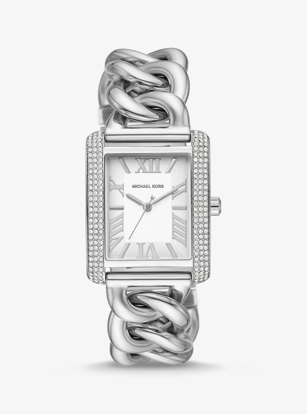 Michael Kors Horloge Emery, mini, kleurig en met grote schakels en siersteentjes ZILVER Discount
