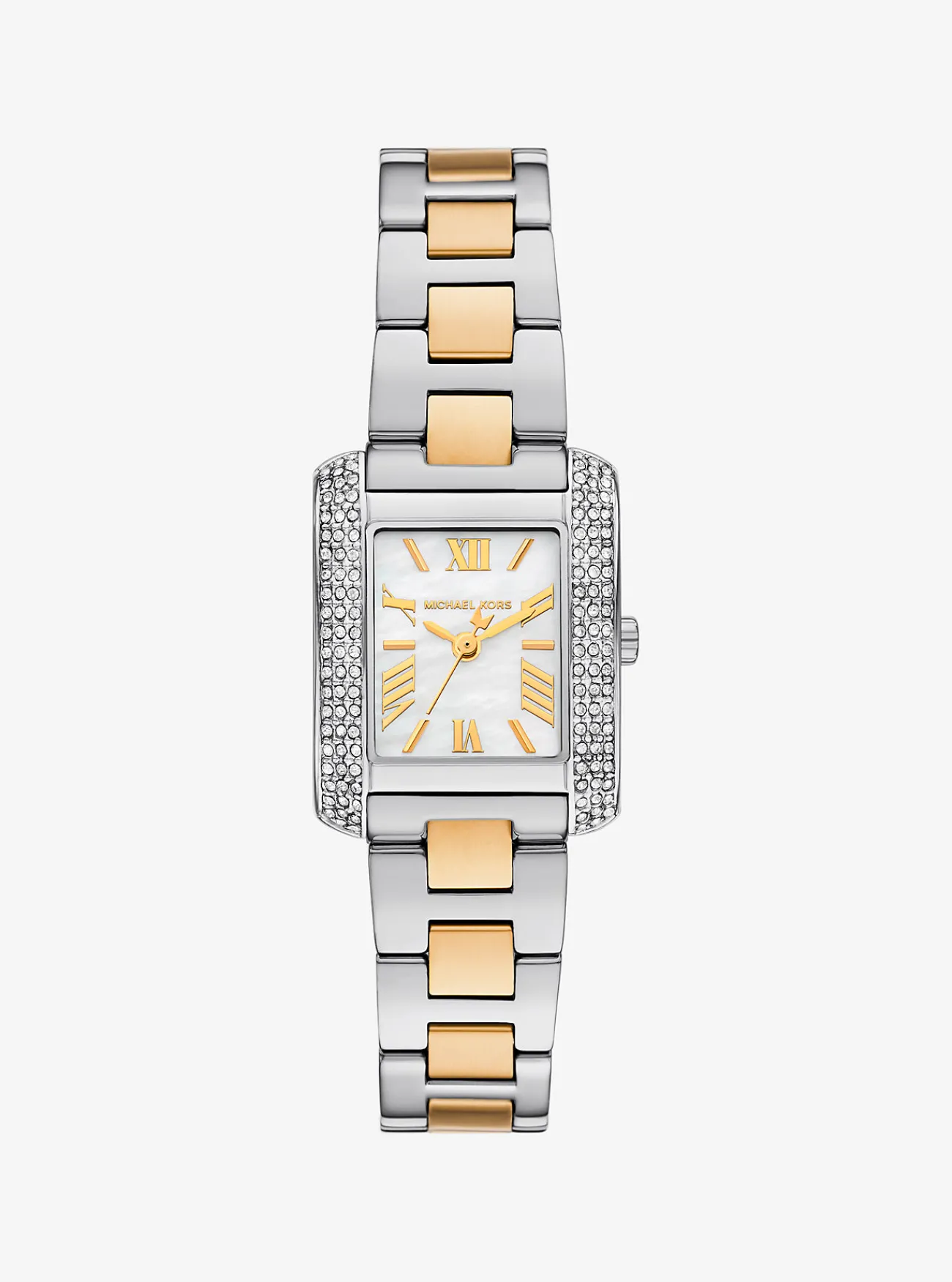 Michael Kors Horloge Emery, met siersteentjes, petite TWEEKLEURIG Discount
