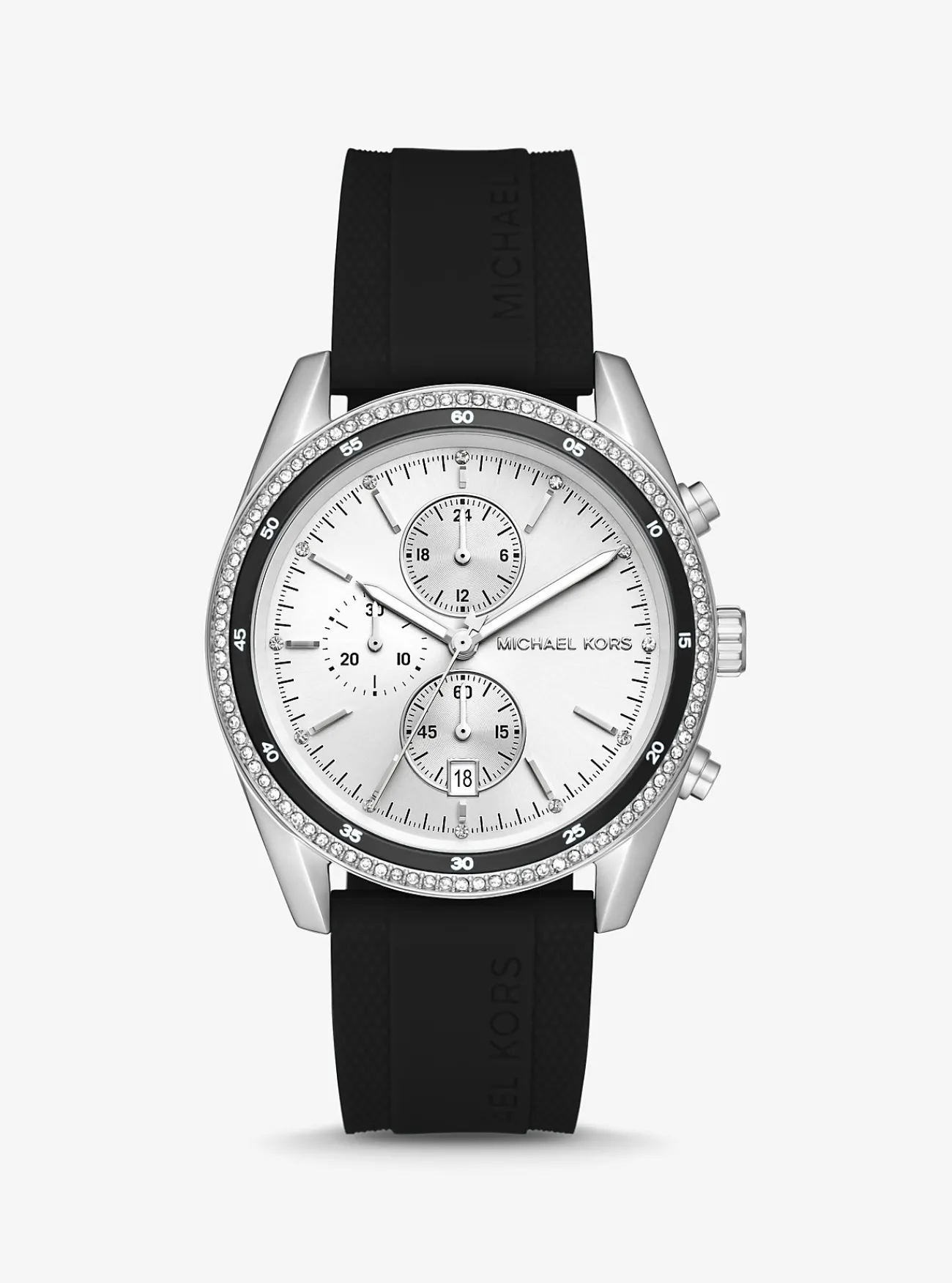 Michael Kors Horloge Hadyn met siersteentjes, oversized en zilverkleurig ZWART Fashion