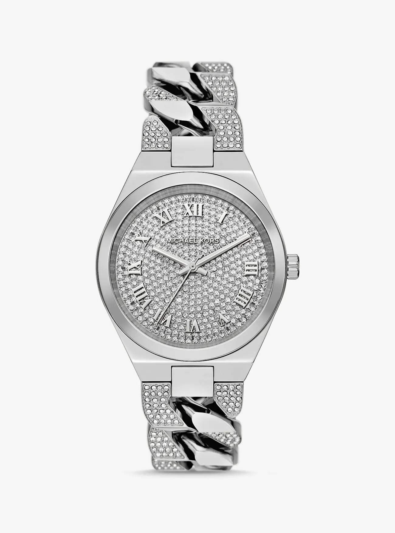 Michael Kors Horloge Lennox met siersteentjes en schakels, kleurig ZILVER Online