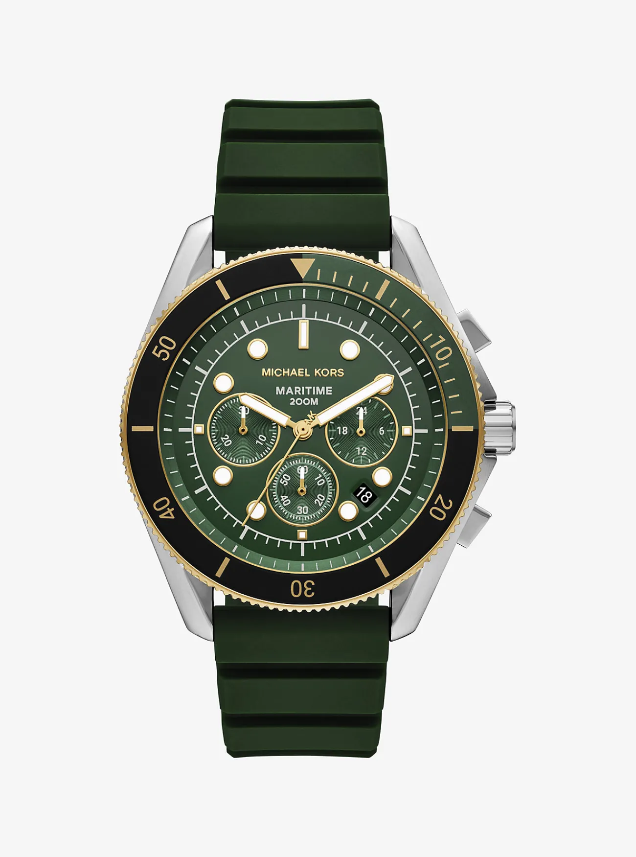 Michael Kors Horloge Maritime met siliconen bandje, oversized en tweekleurig GROEN Discount