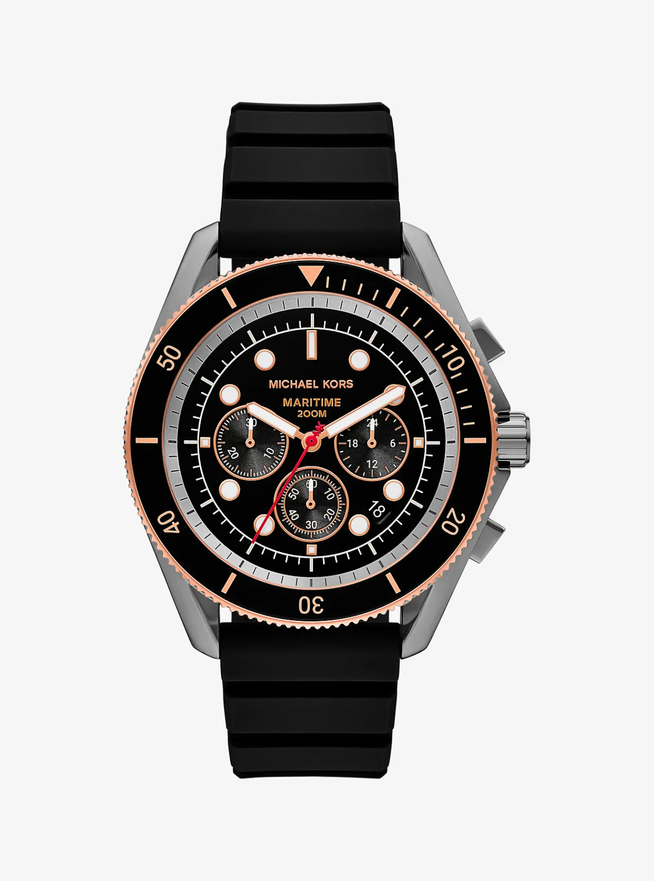 Michael Kors Horloge Maritime met siliconen bandje, oversized en STAALGRIJS New