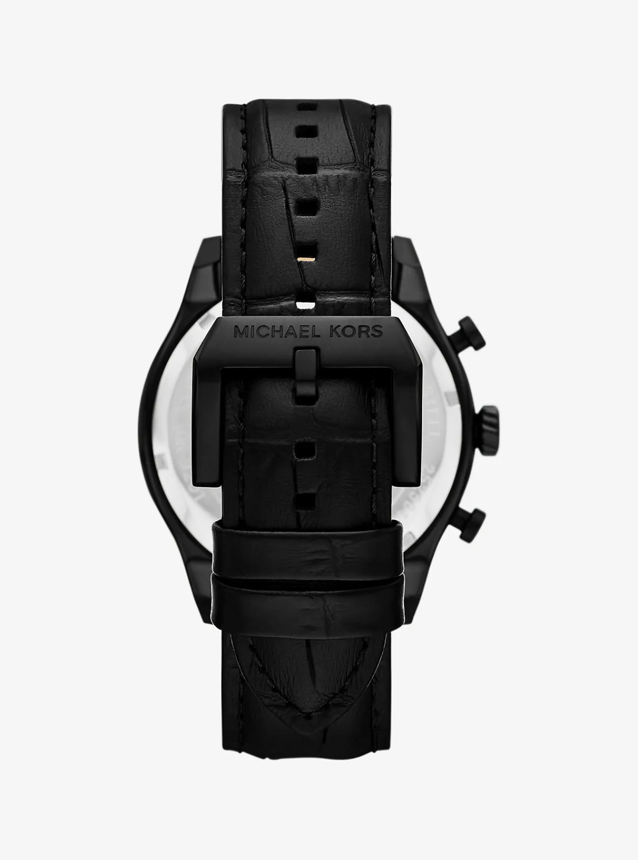 Michael Kors Horloge Panorama met bandje van leer met krokodillenprint in reliëf, en oversized ZWART Best