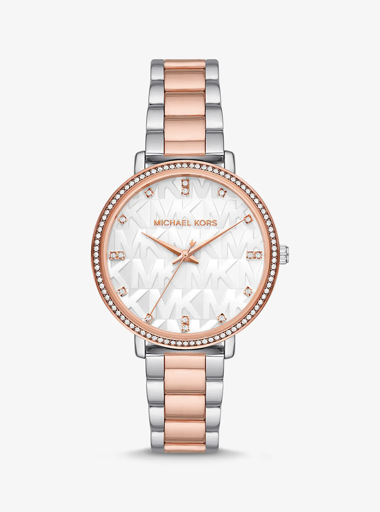 Michael Kors Horloge Pyper, , logo in reli&euml;f TWEEKLEURIG New