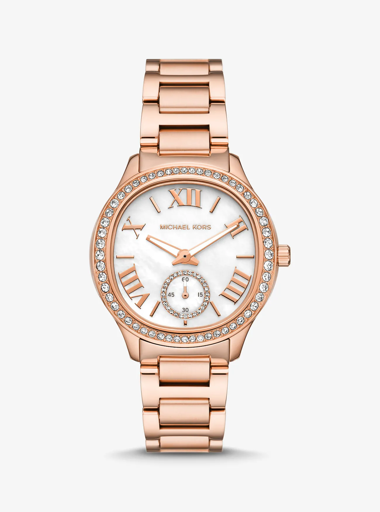 Michael Kors Horloge Sage, kleurig met siersteentjes ROS&Eacute;GOUD Clearance