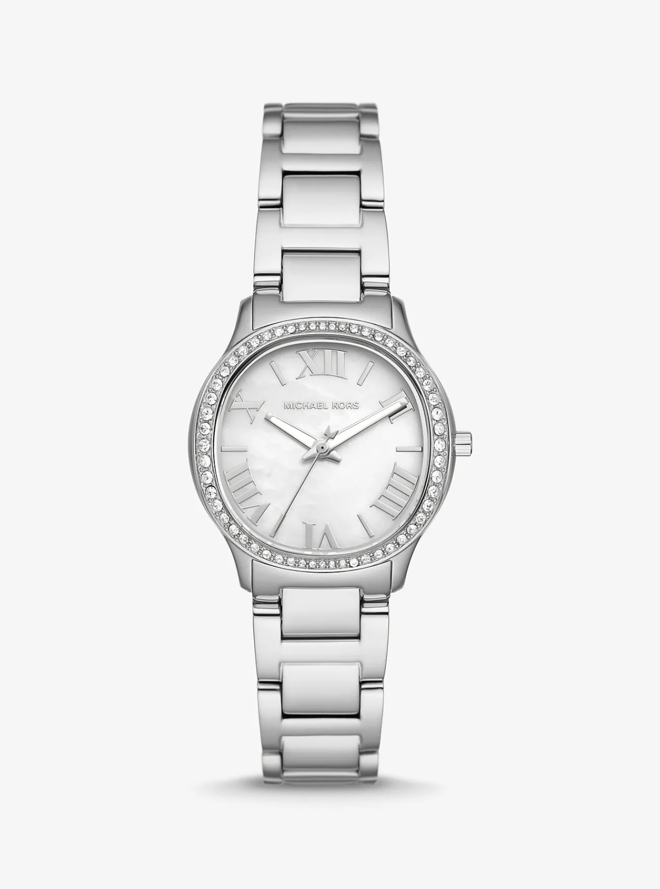 Michael Kors Horloge Sage, kleurig met siersteentjes, mini ZILVER Outlet