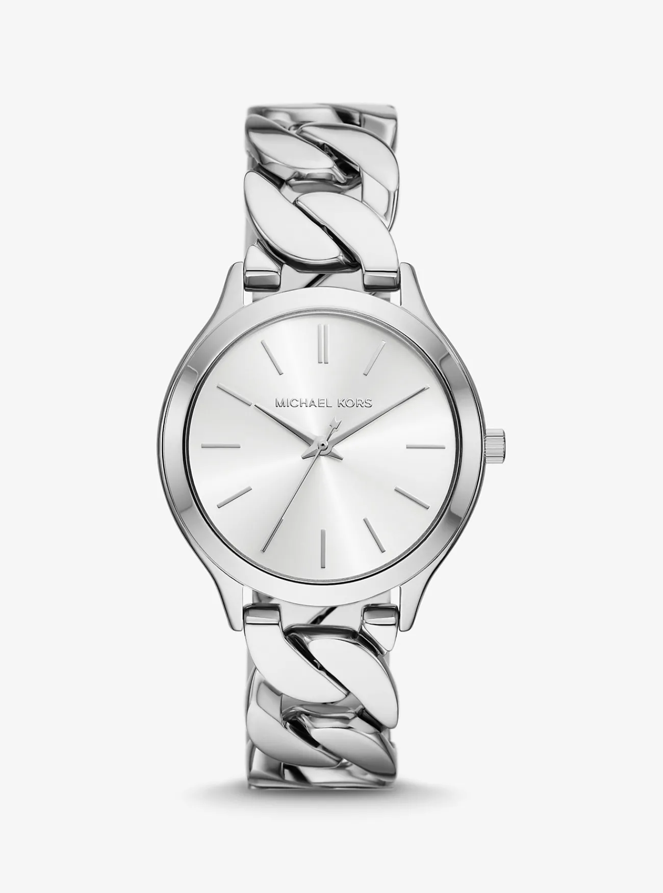 Michael Kors Horloge Slim Runway, kleurig met gevlochten schakels ZILVER Discount