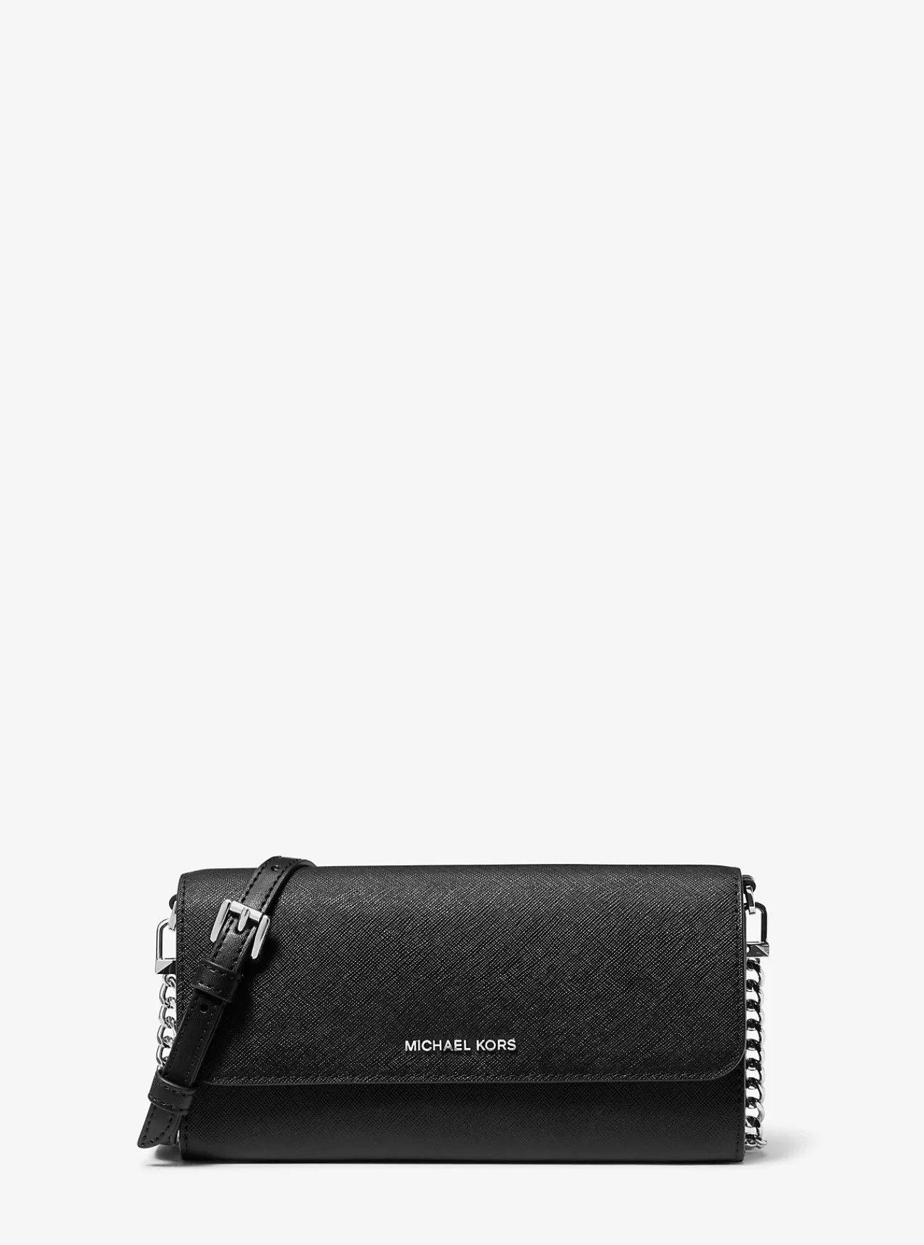Michael Kors 2-in-1 Crossbodytas Jet Set van saffianoleer, aanpasbaar en groot ZWART Online