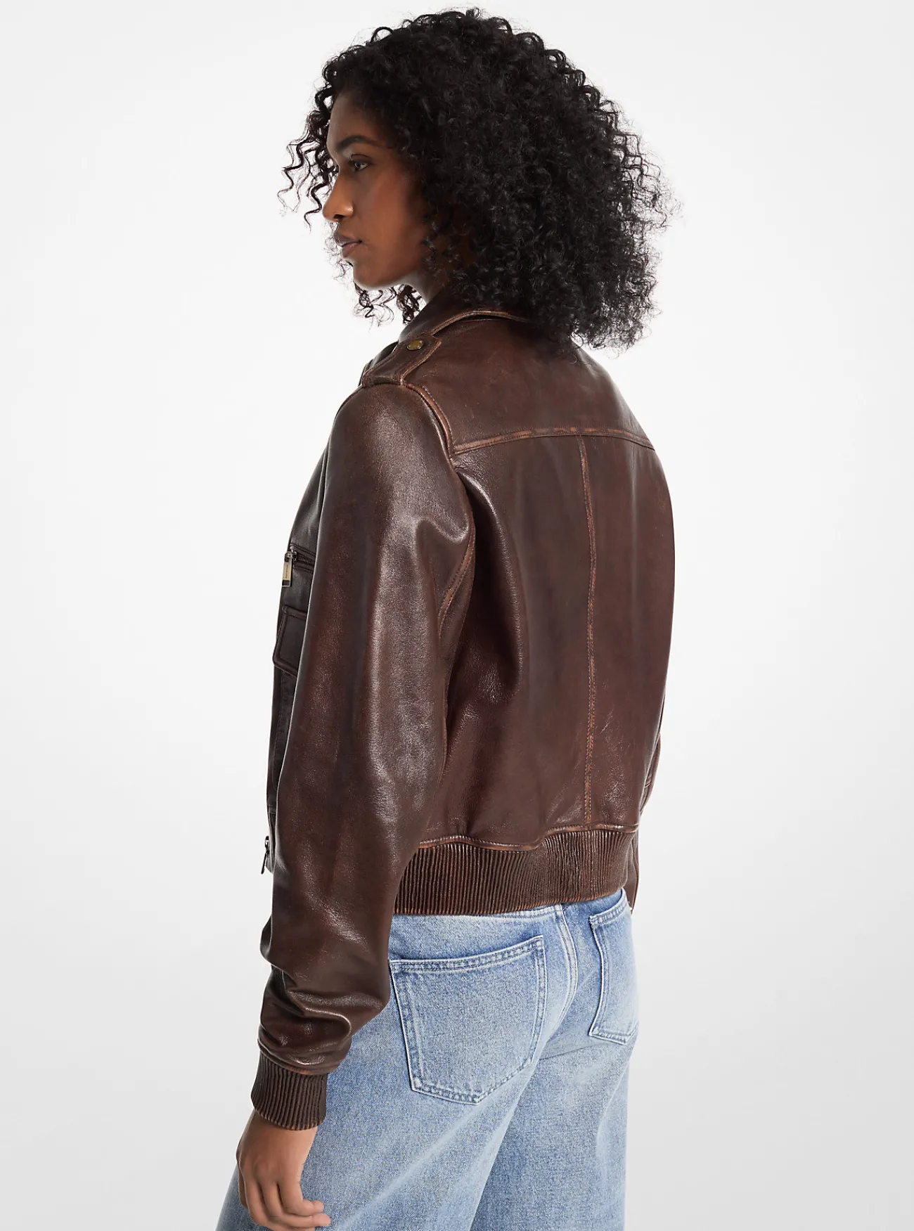 Michael Kors Jack van gepolijst leer met blousonmouwen CHOCOLADE Hot