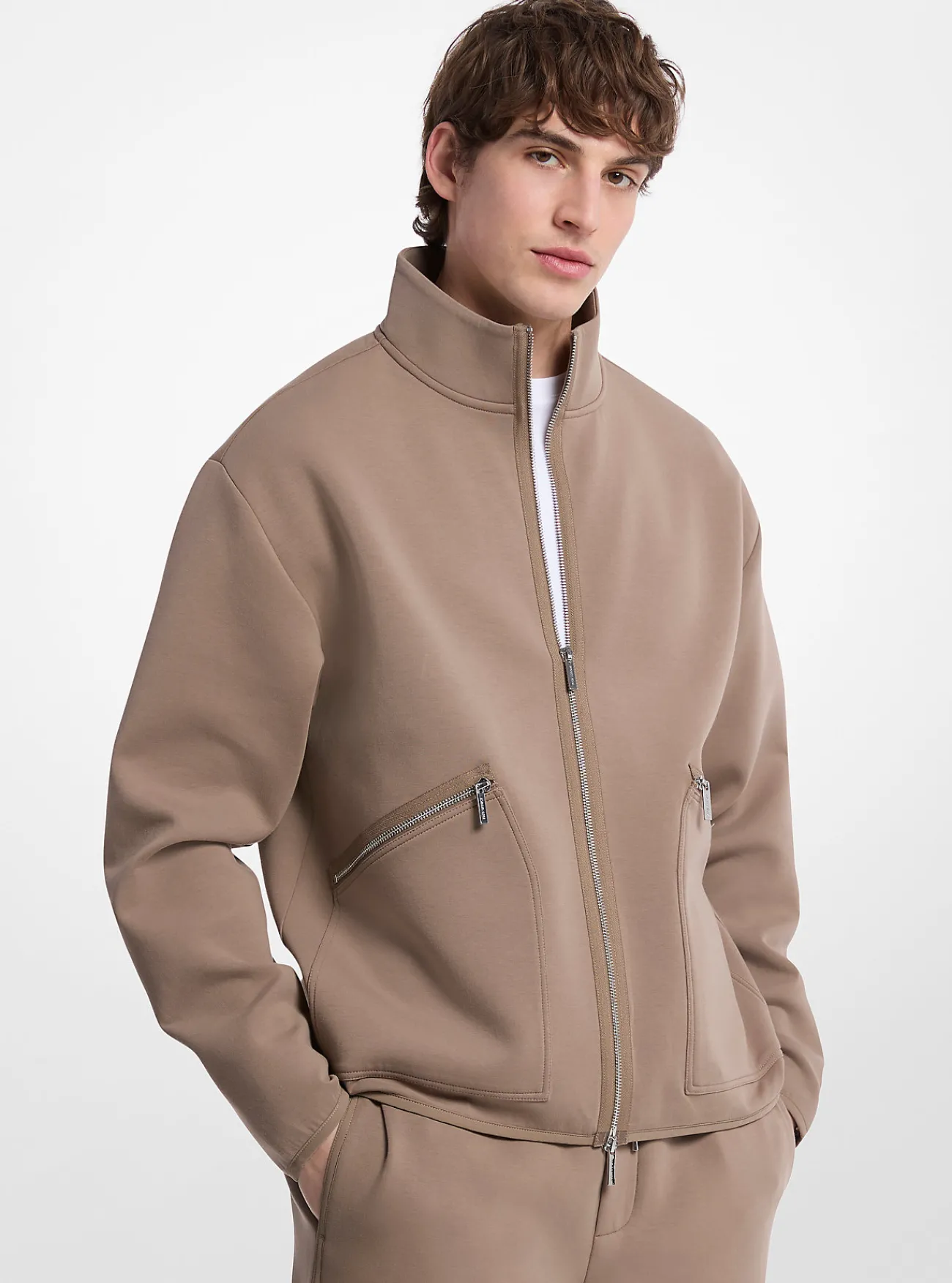 Michael Kors Jack van katoenmix met rits KASTANJE Clearance