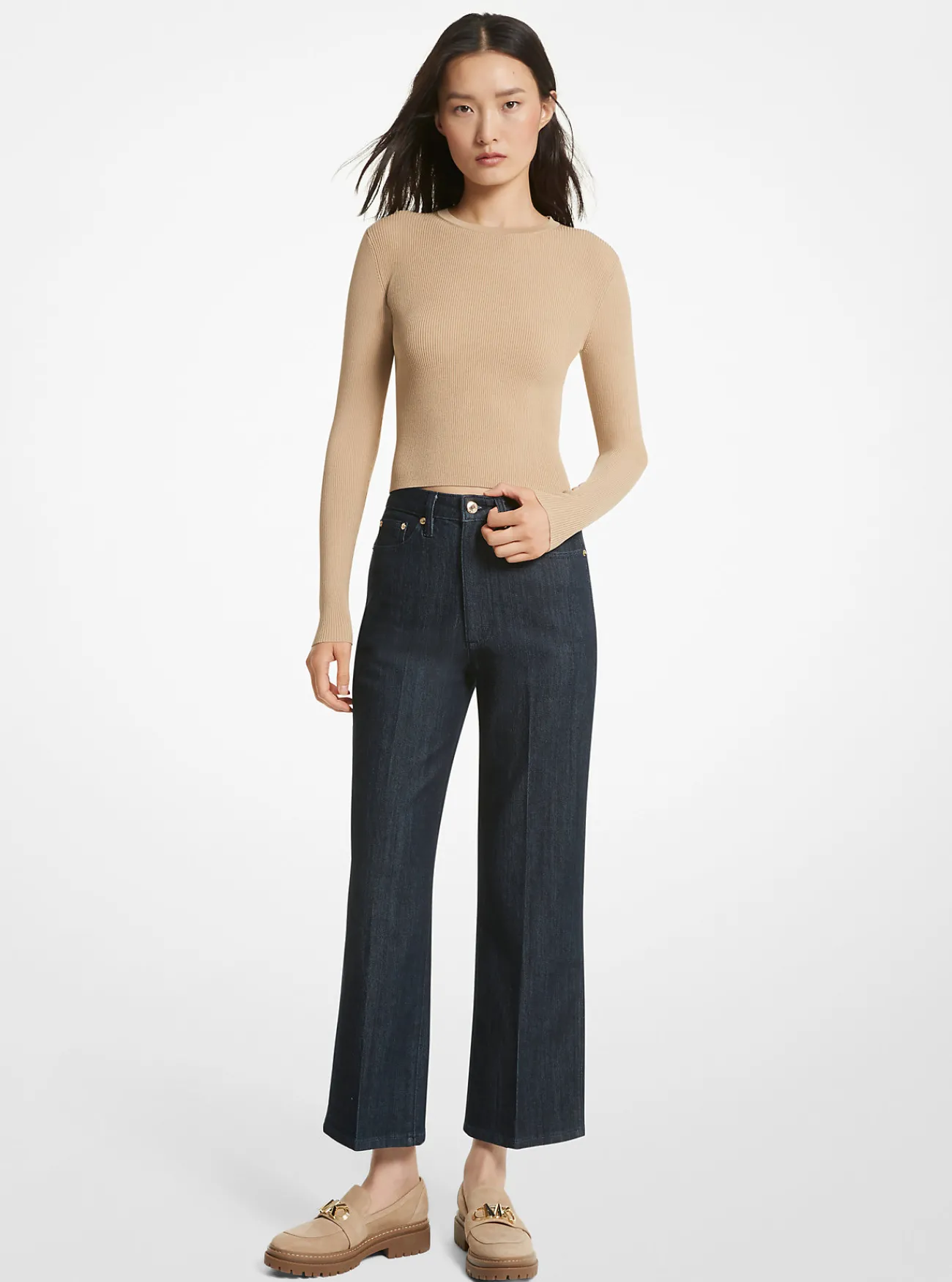 Michael Kors Jeans met wijduitlopende pijpen, stretch en korte pasvorm SPOELING Fashion