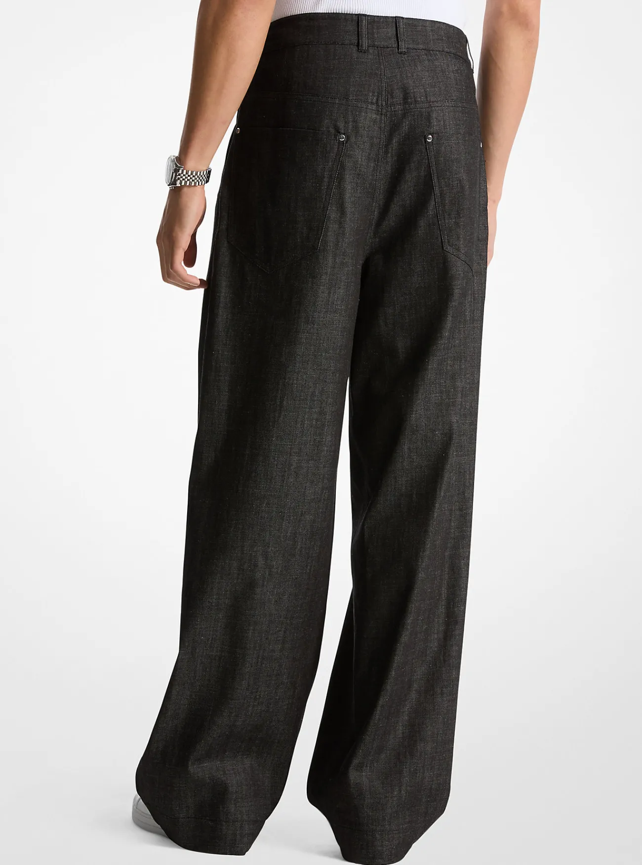 Michael Kors Jeans van chambray met plooien en wijde pijpen ZWART Clearance
