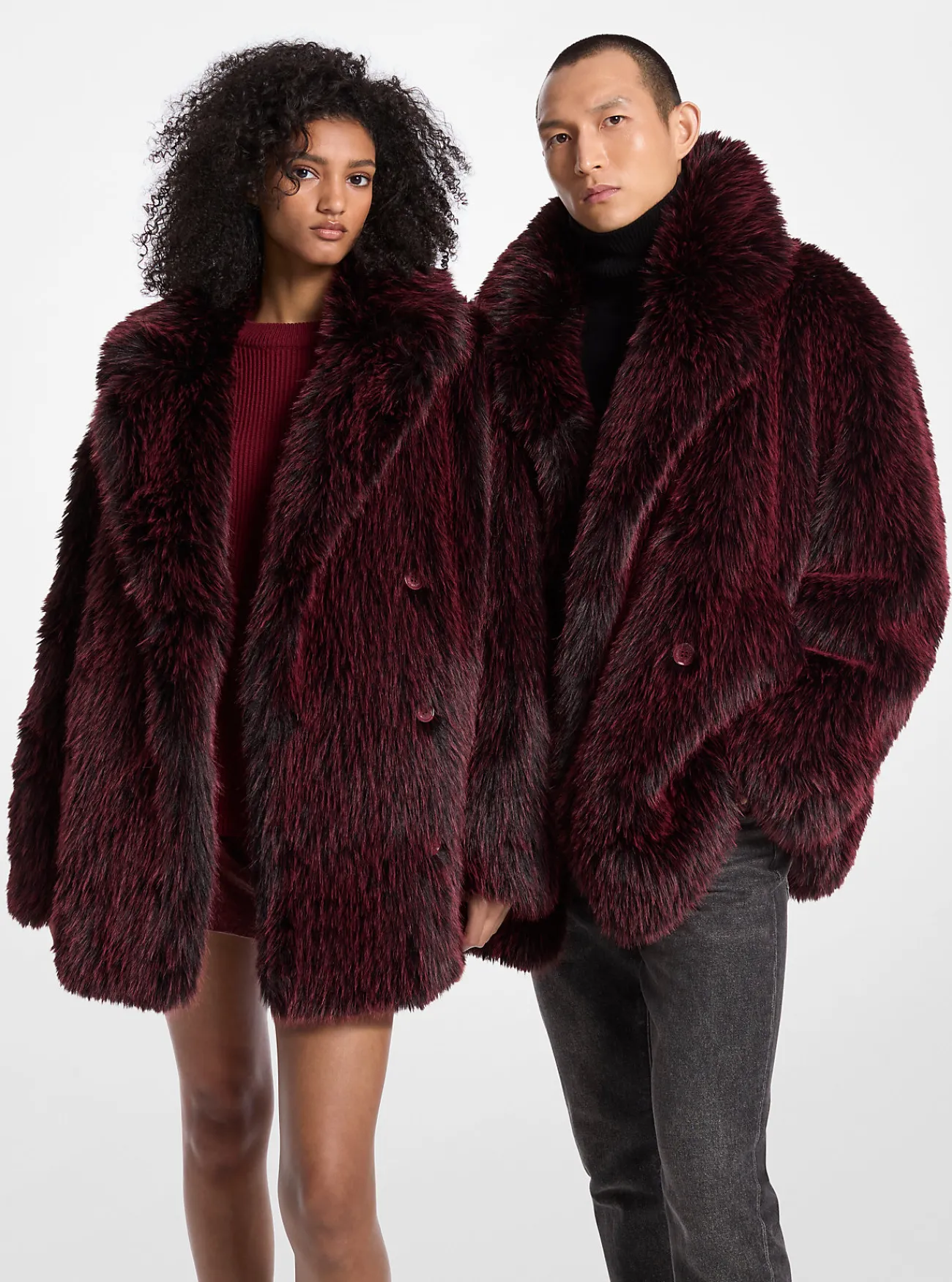 Michael Kors Jekker van imitatiebont DONKERBRANDY Sale