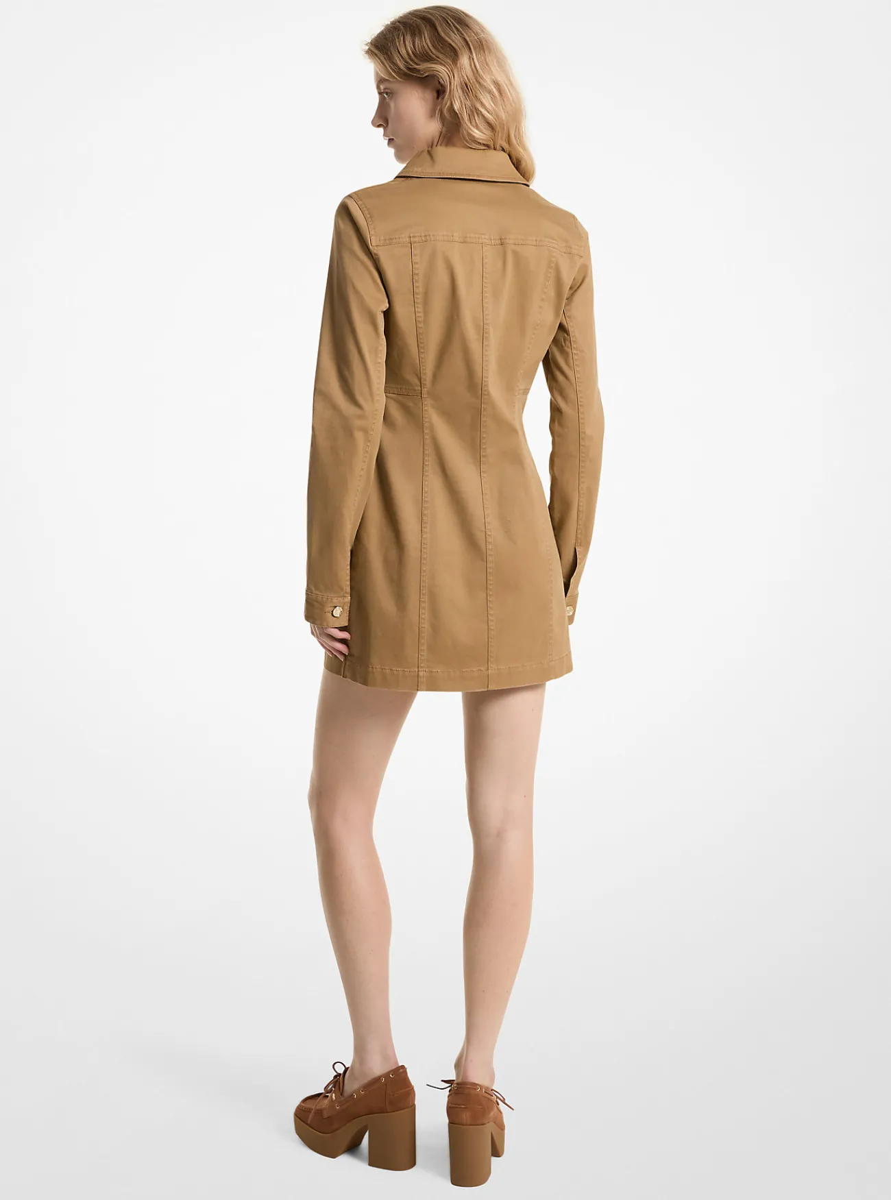 Michael Kors Jurk van biologisch katoen met stretch en veters DONKERCAMEL Discount