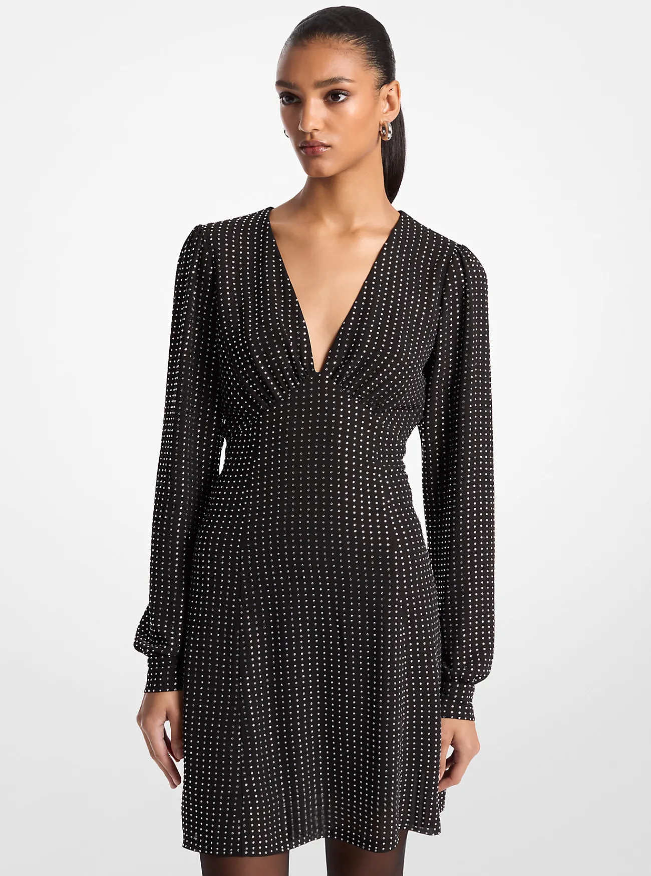 Michael Kors Jurk van cr&ecirc;pe georgette met stras ZWART Sale