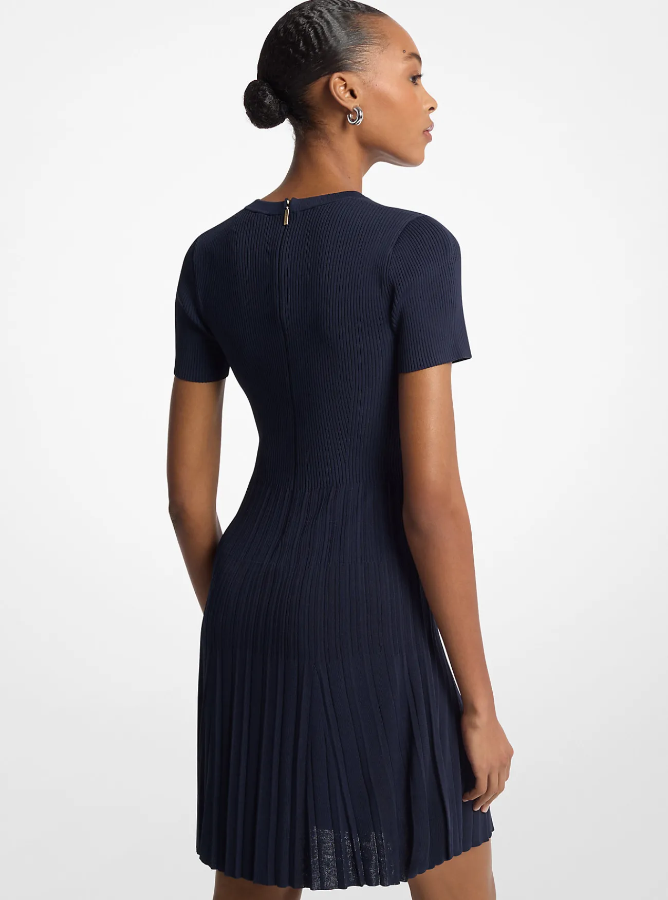 Michael Kors Jurk van geribd breisel met korte mouwen MIDNIGHTBLUE Sale