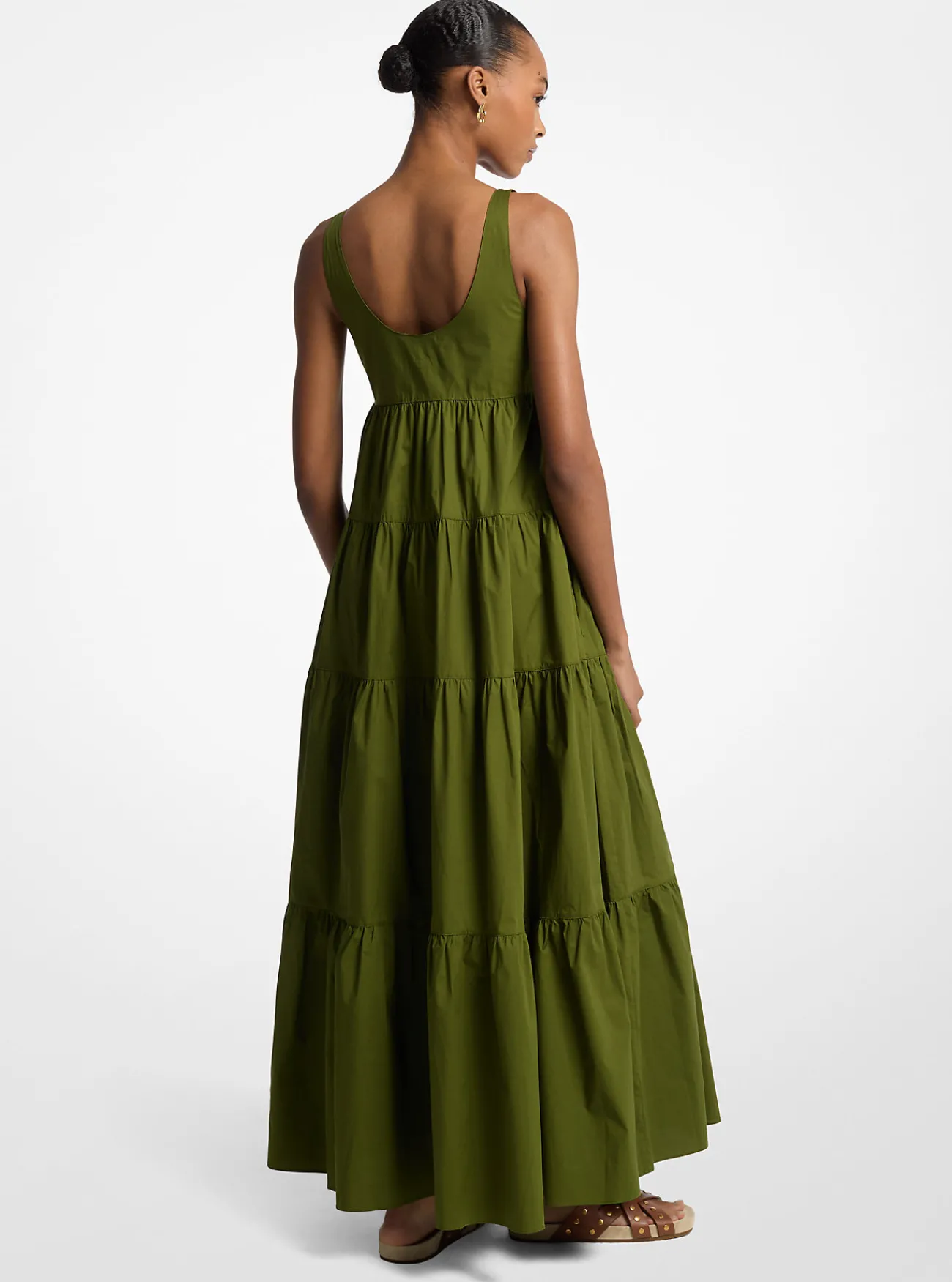 Michael Kors Jurk van katoen met stretch en stroken EVERGREEN Clearance