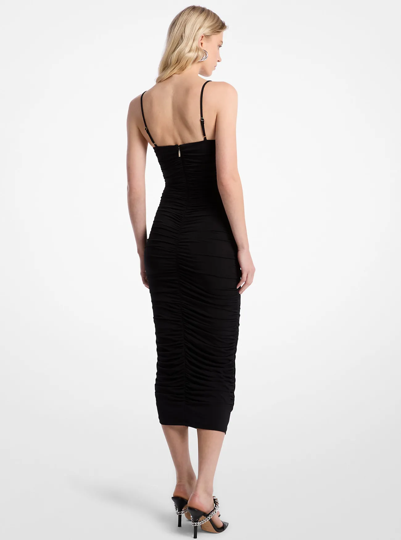Michael Kors Jurk van matte stretchjersey met gerimpelde details ZWART Clearance