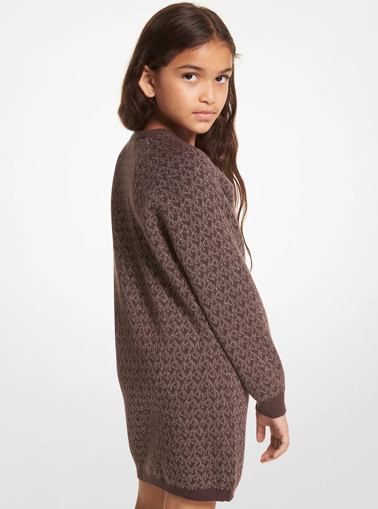Michael Kors Jurk van metallic breisel met logo CHOCOLADE Fashion
